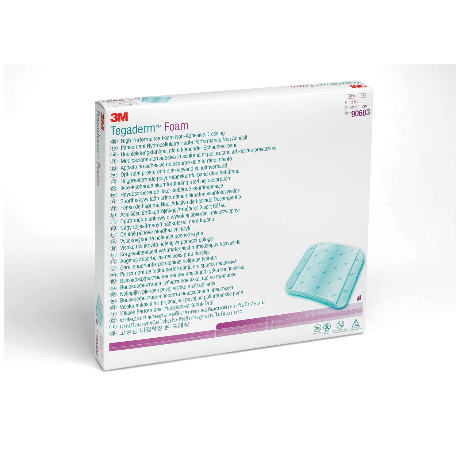 90603 - Solventum Corporation - Non-Adhesive Foam Dressing, 8" x 8", 5/bx, 6 bx/cs (Continental US+HI Only) , cs