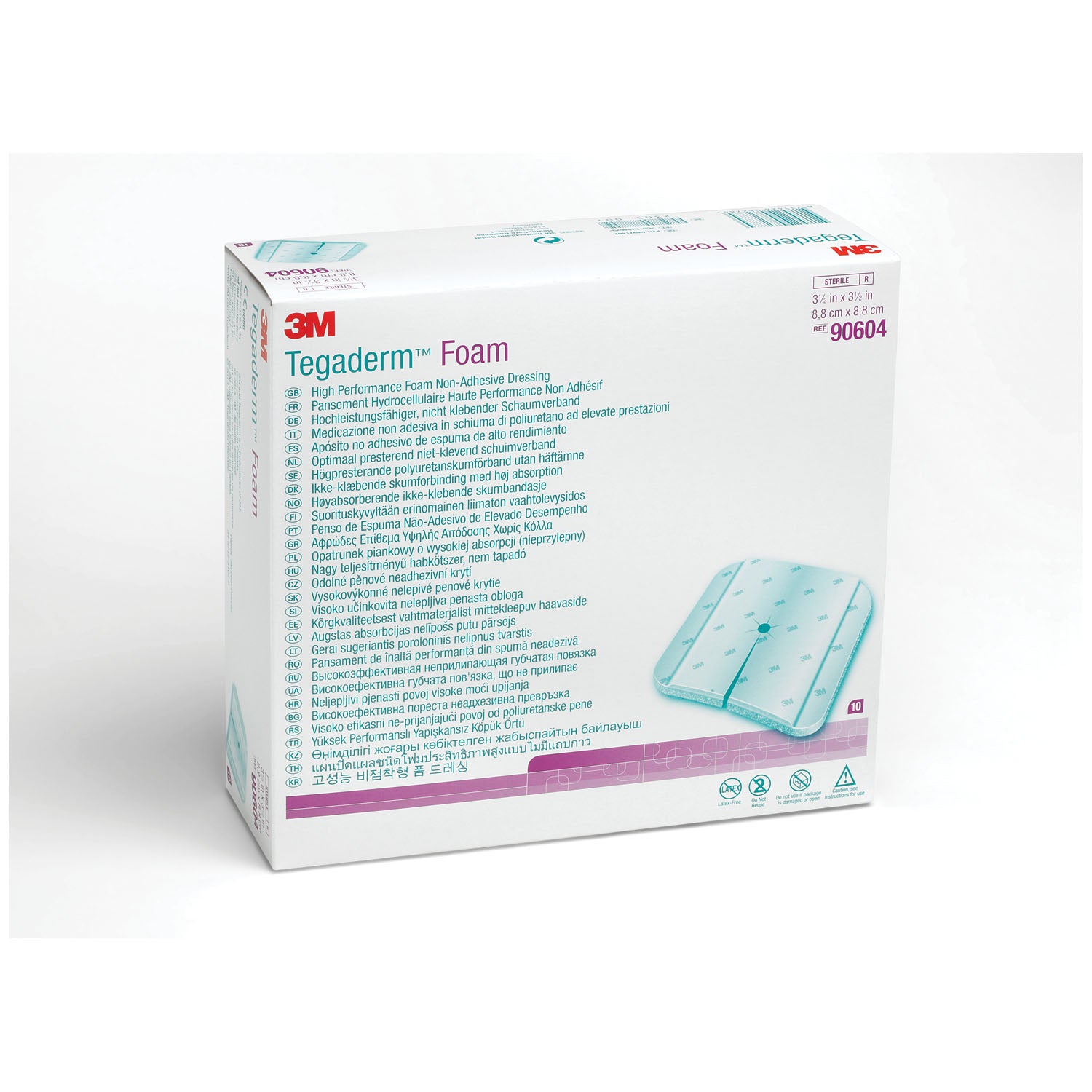 90604 - Solventum Corporation - Non-Adhesive Foam Dressing, 3½" x 3½", 10/bx, 4 bx/cs (Continental US+HI Only) , cs