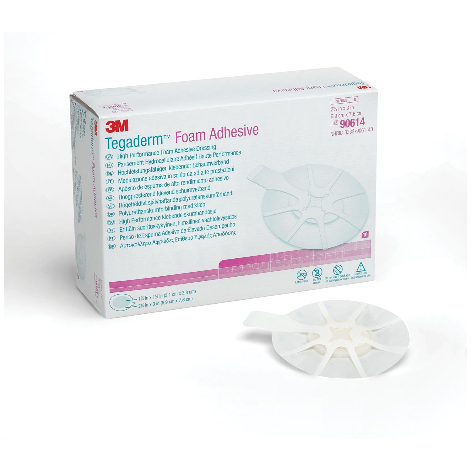 90614 - Solventum Corporation - Foam Adhesive Dressing, Mini Oval, 2 ž" x 3", 10/bx, 4 bx/cs (Continental US+HI Only) , cs