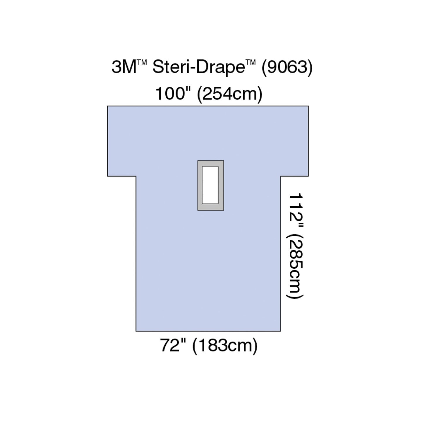 9063 - Solventum Corporation - Steri-Drape⢠Laparotomy Drape, 72" x 112", Absorbent Impervious Material, Rectangular Aperture, Arm Extensions, 10/bx, 2 bx/cs (Continental US+HI Only) , cs