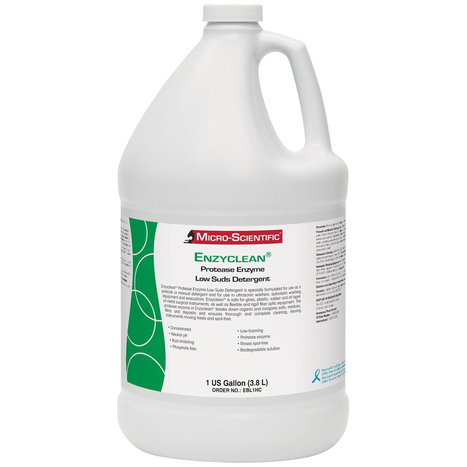 EBL1HC - Micro-Scientific, USA - Enzyclean® Protease Enzyme Low Suds Detergent, Gallon, 4/cs (36 cs/plt) (US Only) , cs
