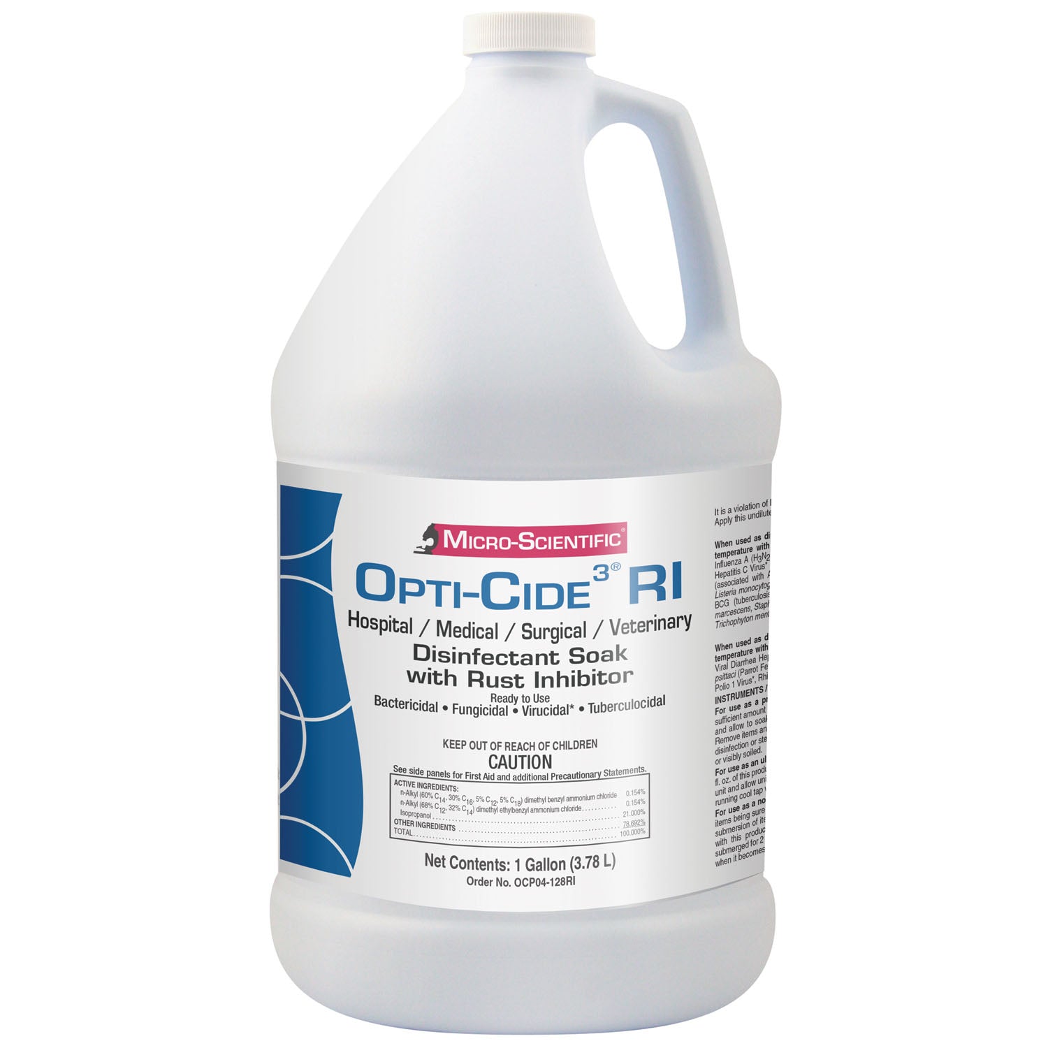 OCP04-128RI - Micro-Scientific, USA - Opti-Cide3, 1 Gallon, Rust Inhibitor, Instrument Disinfectant, Pour Bottle, 4/cs (Contenental US Only) (HAZMAT Fees Apply, cannot ship via Air or to AK, GU, HI, MP, PR, VI) REQUIRES HAZMAT SHIPMENT , cs