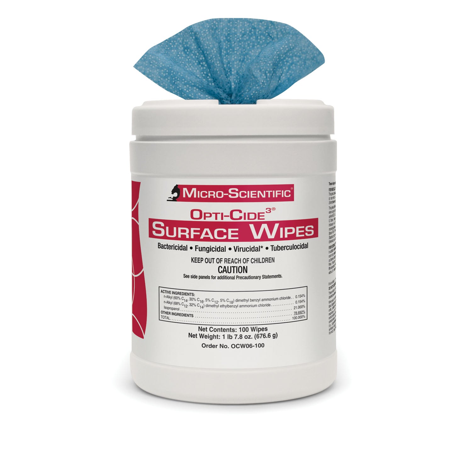 OCW06-100 - Micro-Scientific, USA - Surface Wipes OPTI-CIDE3®, 7" x 10", 100/can, 6 can/cs (US Only) (60 cs/plt) , cs