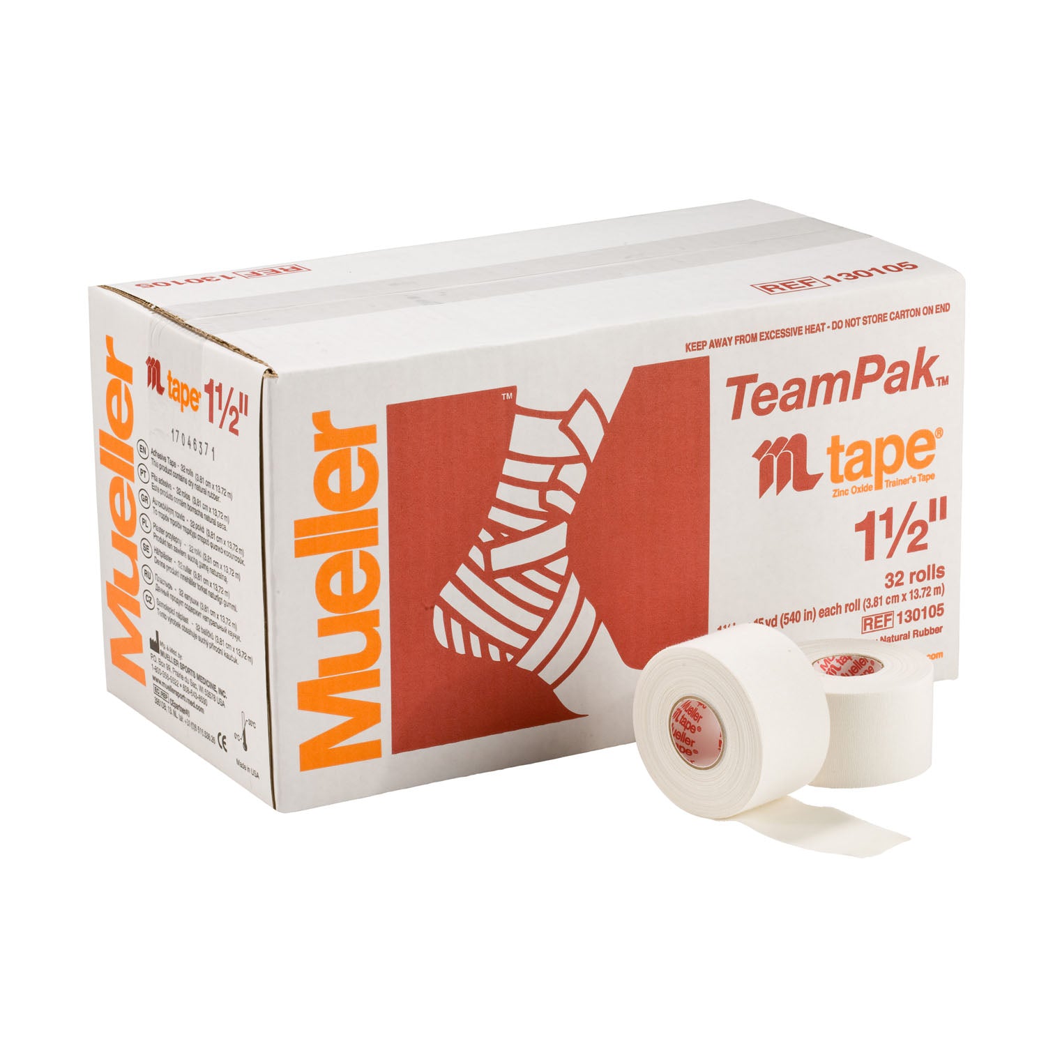 130105 - Mueller Sports Medicine, Inc. - 1.5" x 15 yds, White, 32 rolls/cs (147 cs/plt) (Products are only available for sale in the U.S. Products cannot be sold on Amazon.com or any other 3rd party platform without prior approval by Mueller.) , cs