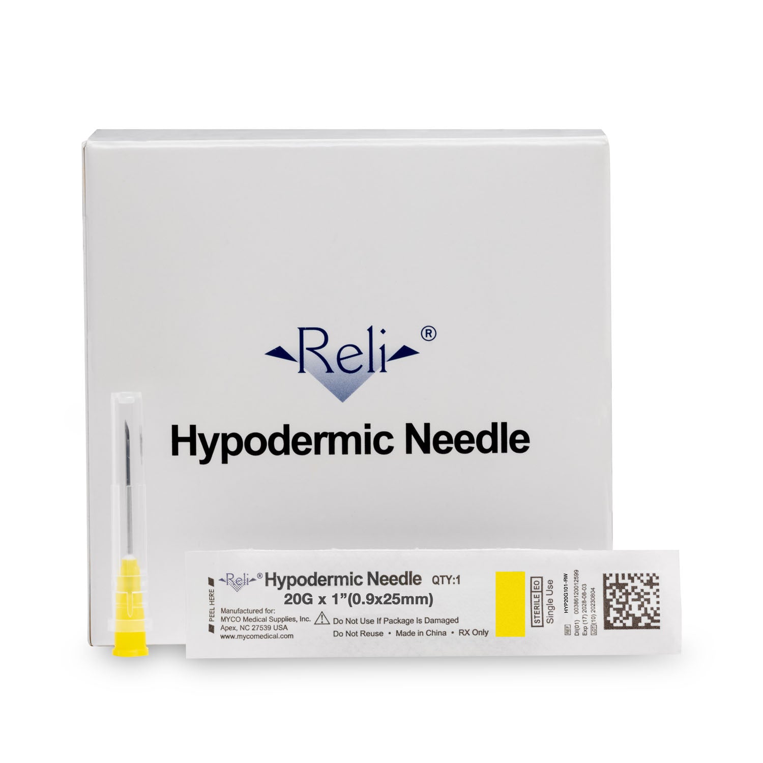 HYP20G101-RW - Myco Medical - Hypodermic Needle Only, 20G x 1", Regular Wall, Regular Bevel, 100/bx (US Only) , bx