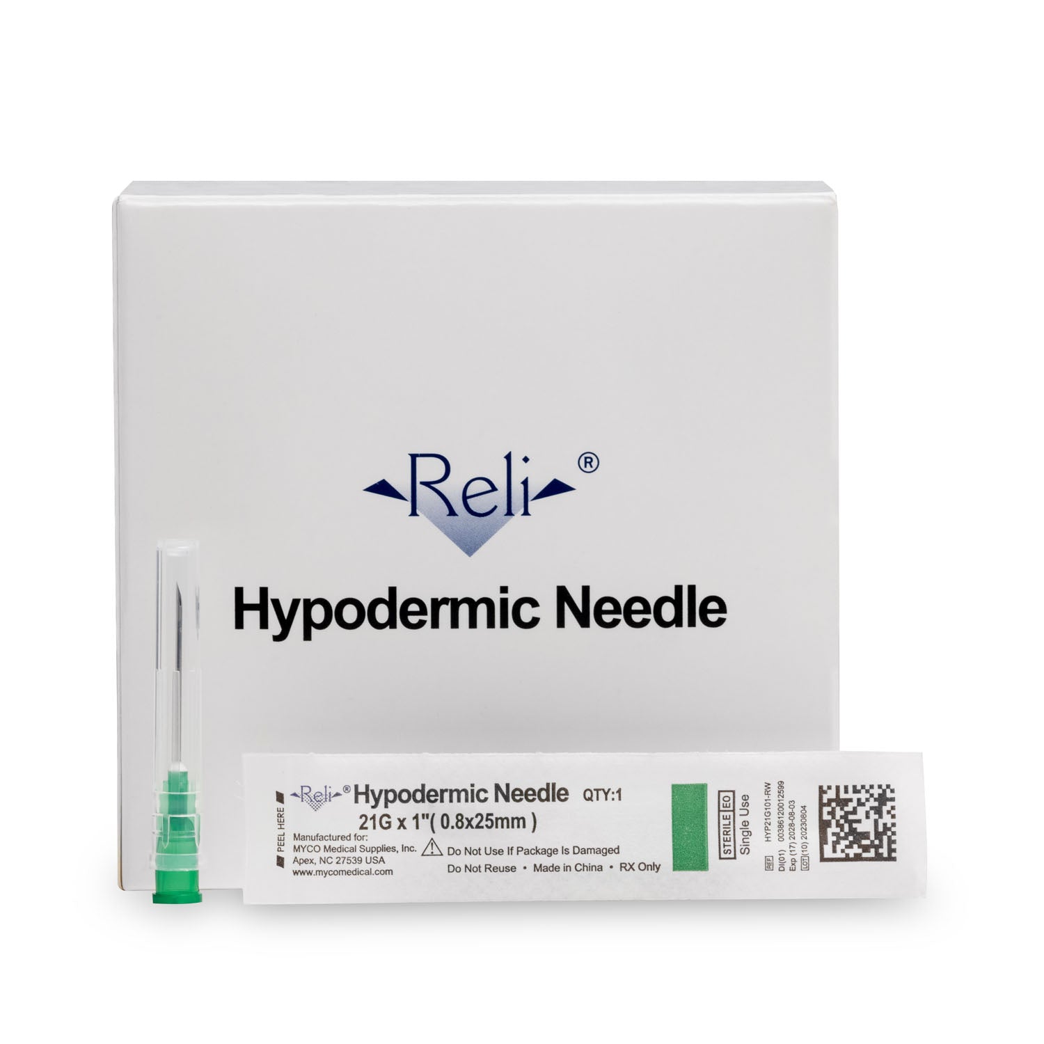HYP21G101-RW - Myco Medical - Hypodermic Needle Only, 21G x 1", Regular Wall, Regular Bevel, 100/bx (US Only) , bx