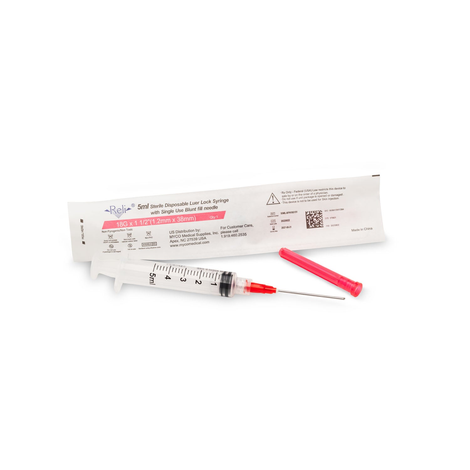 S5ML - Myco Medical - Syringe Only, 5mL, Luer Lock, 100/bx (US Only) , bx