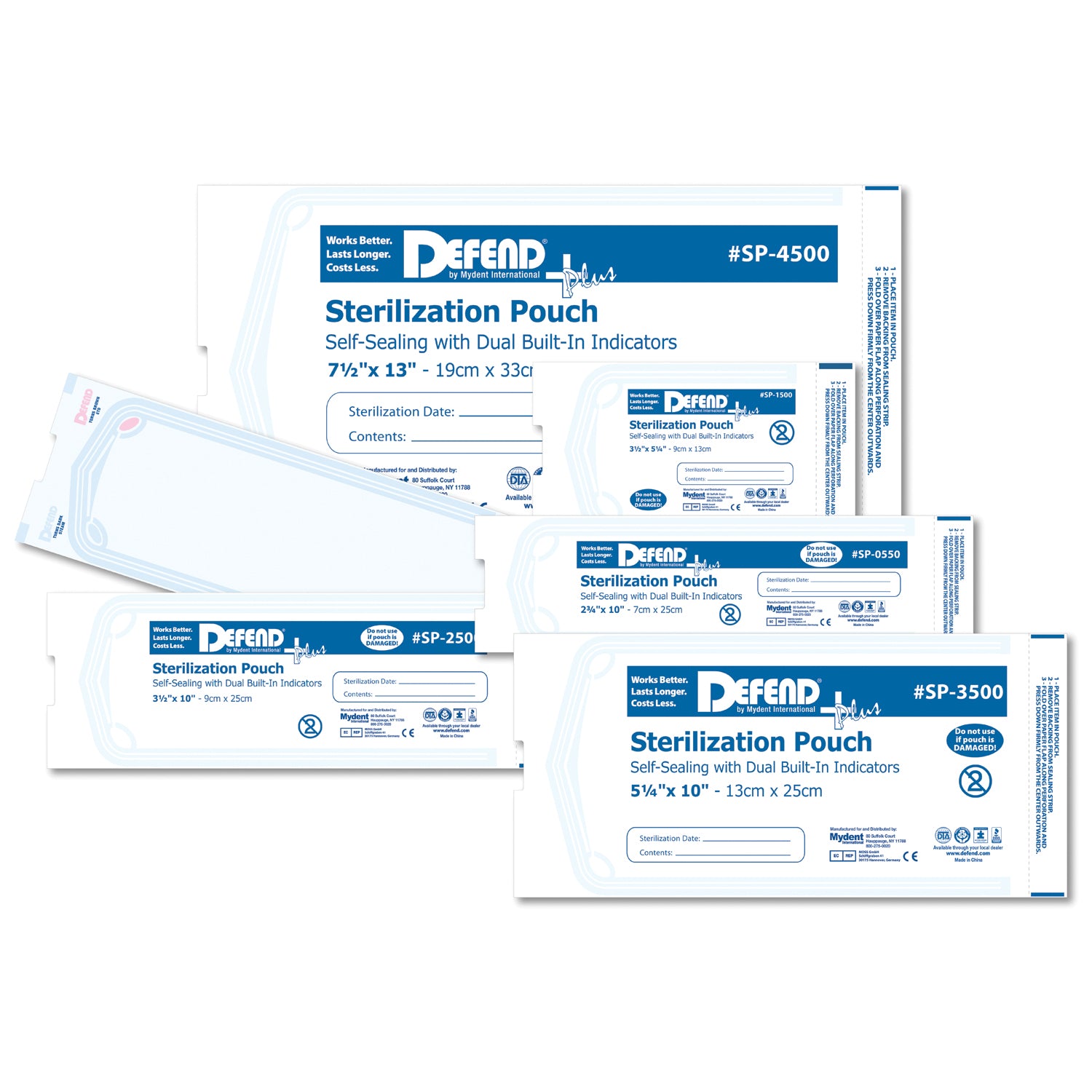 SP-0350 - Mydent - Self-Seal Sterilization Pouch, 2" x 7.75", 200/bx, 20 bx/cs , cs