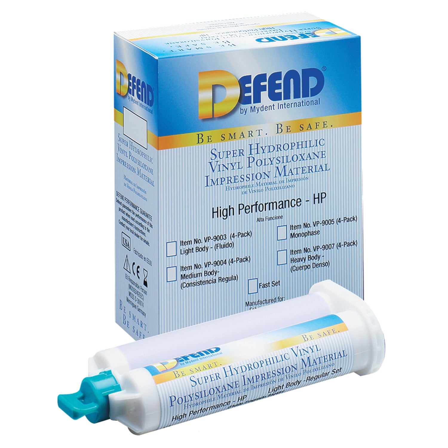 VP-9003 - Mydent - Material de impresión de vinil polisiloxano, cuerpo ligero, juego regular, cartuchos de 50 ml, paquete de 20, caja
