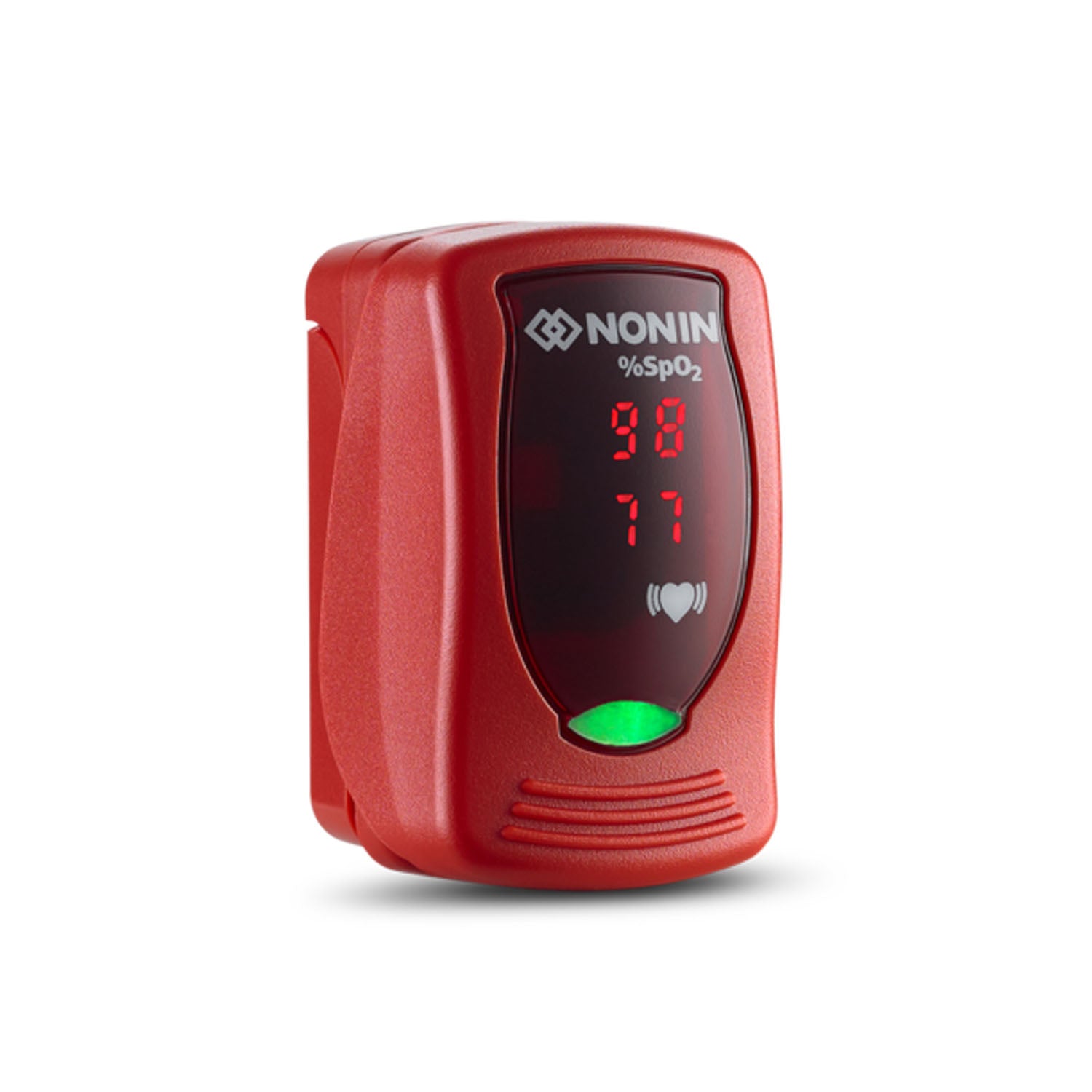 8340-002 - Nonin Medical, Inc. - Red, Standard Accessories Includes: (1) 9590 Quick-Start Guide (QSG), Electronic Version of the IFU (at nonin.com or through product support page) without Lanyard, (2) AAA Alkaline Batteries (Continental US Only - includi