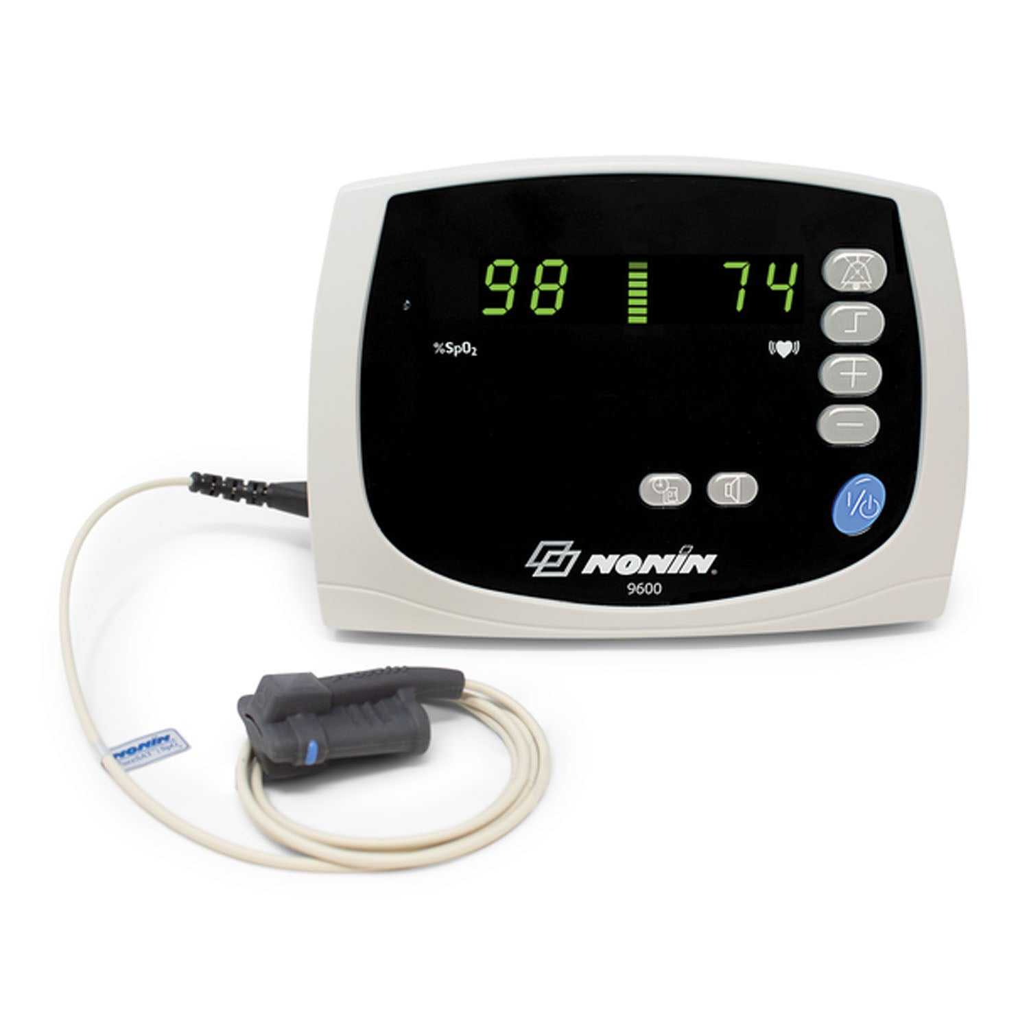 9600-1501 - Nonin Medical, Inc. - Includes: (1) 8000SM-3 Medium Soft Reusable SpO2 Sensor (3 meters), (1) Power Supply, (1) Power Cord-US, (1) Avant B Battery Pack (located inside back cover), (1) 9600 Operator’s Manual on CD-ROM (Continental US Only -