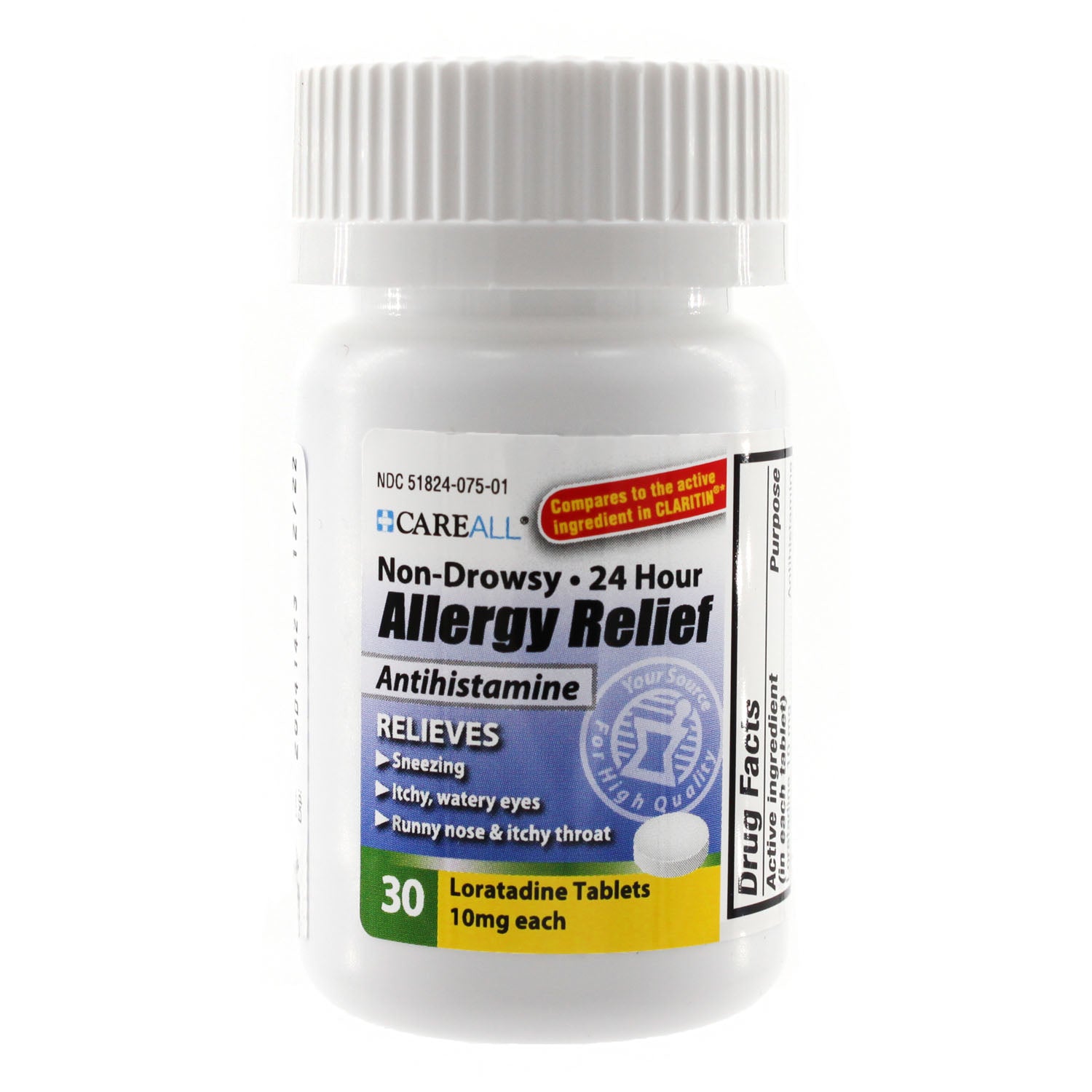 LOR1030 - New World Imports - Loratadine Allergy Relief, 10mg, Non-Drowsy, 24-Hour Formula, Compares to the active ingredient in Claritin® Tablets, 30 ct, 24 btl/cs (Not Available for sale into Canada) , cs