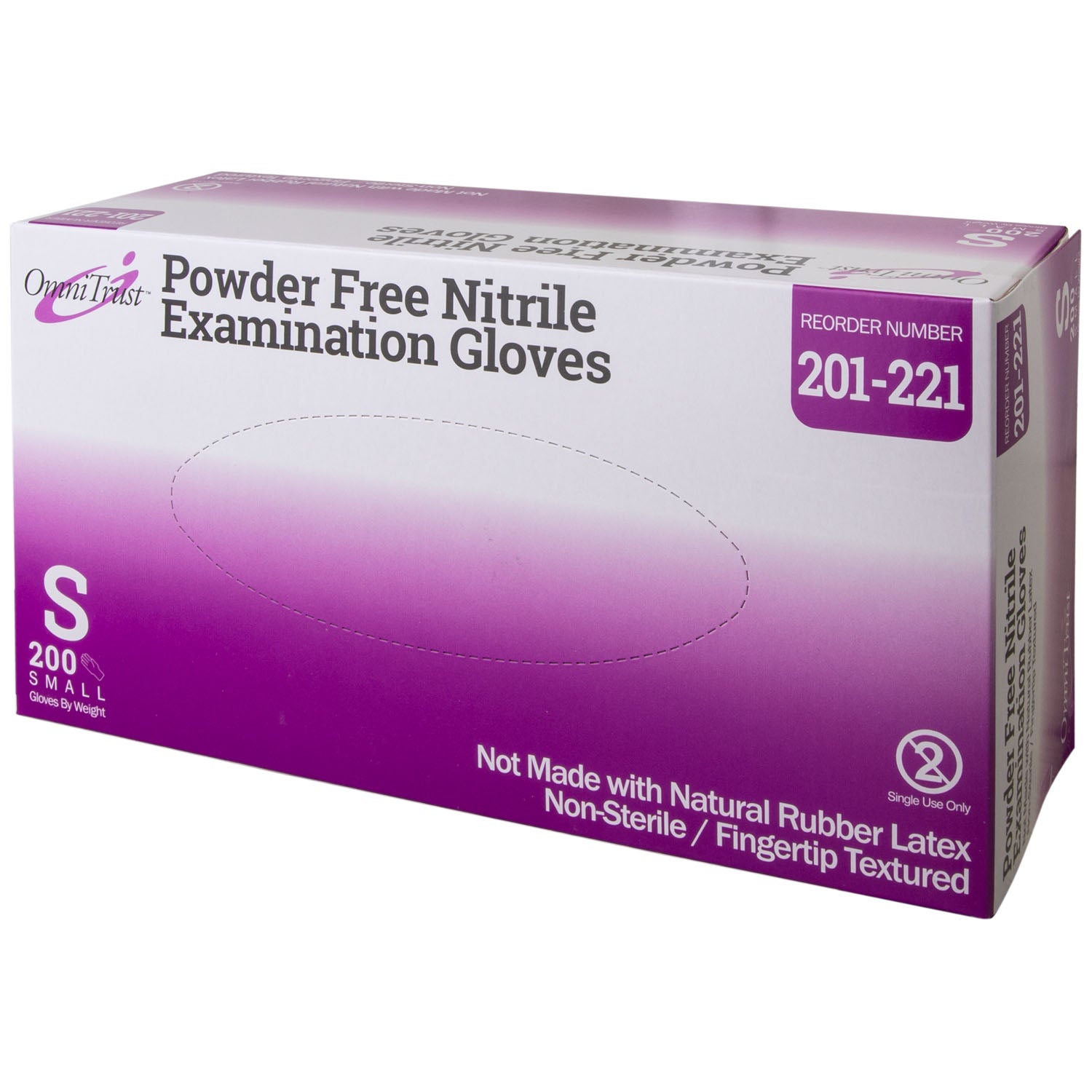 201-221 - Omni International Corp. - Exam Glove, Nitrile, Small, Textured Fingers, Blue, Powder Free (PF), 200/bx, 10 bx/cs (50 cs/plt) (See additional pricing for drop ship orders less than 1,000 cs) , cs