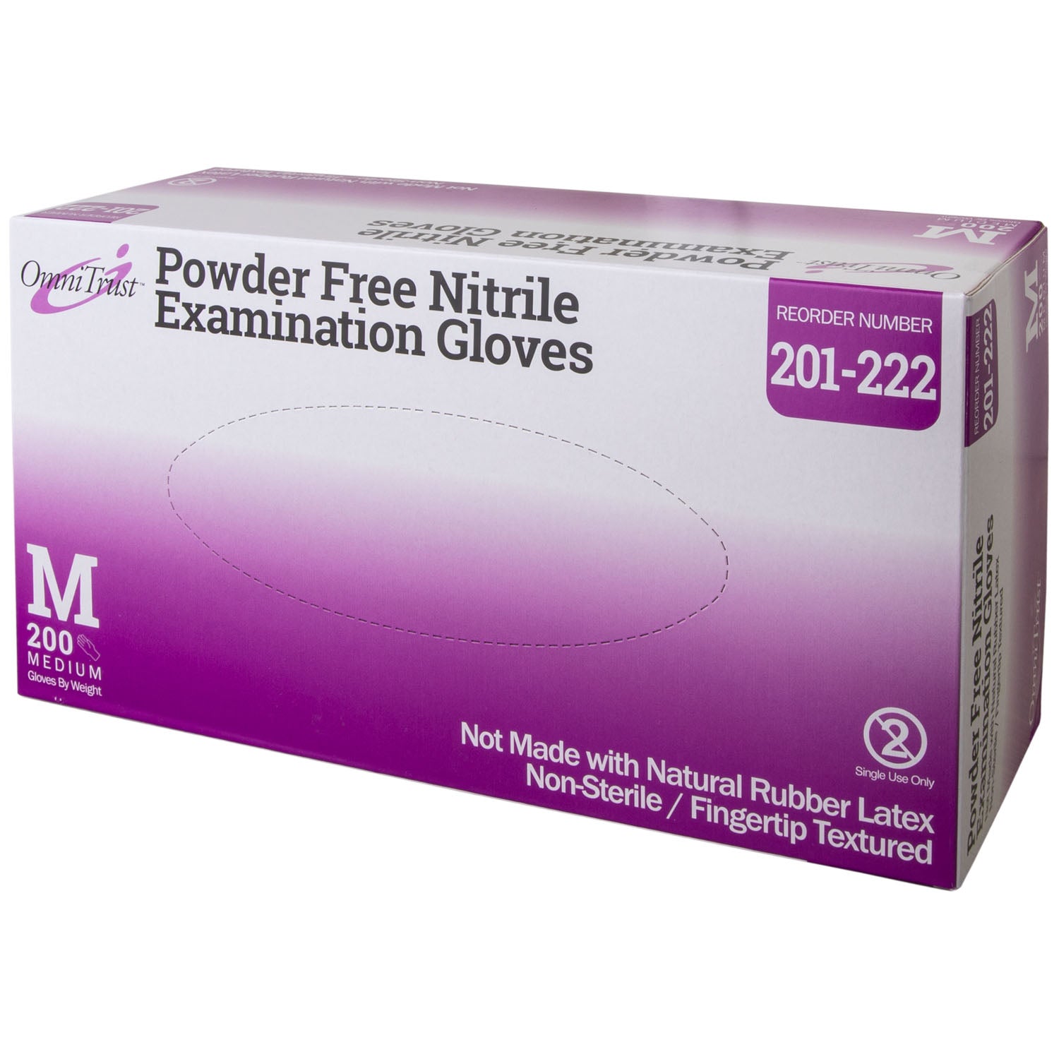 201-222 - Omni International Corp. - Exam Glove, Nitrile, Medium, Textured Fingers, Blue, Powder Free (PF), 200/bx, 10 bx/cs (50 cs/plt) (See additional pricing for drop ship orders less than 1,000 cs) , cs