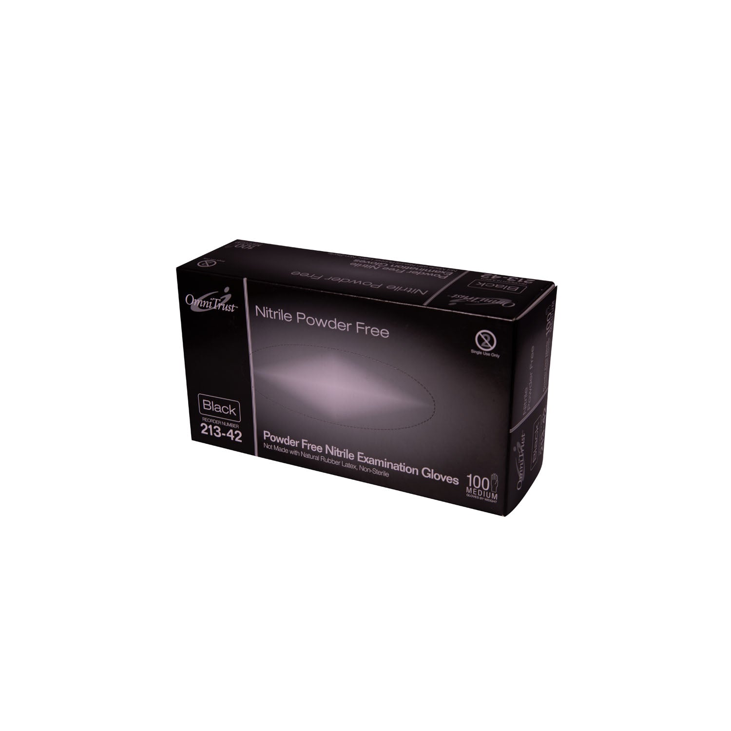 213-42 - Omni International Corp. - Exam Glove, Nitrile, Medium, Powder Free (PF), Black, 100/bx, 10 bx/cs (78 cs/plt) (See additional pricing for drop ship orders less than 1,000 cs) , cs