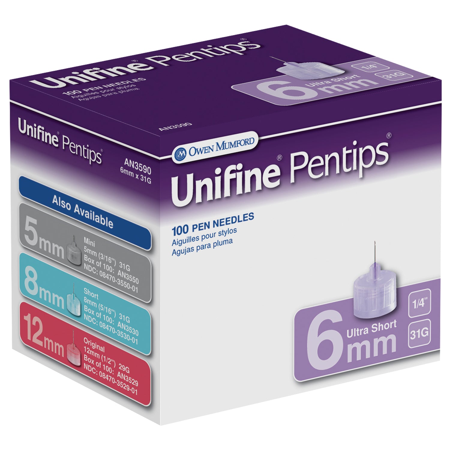 AN3590 - Owen Mumford - Ultra-Short Pen Needle, 6mm, 31G, 100/bx (US & Canada Only) , bx