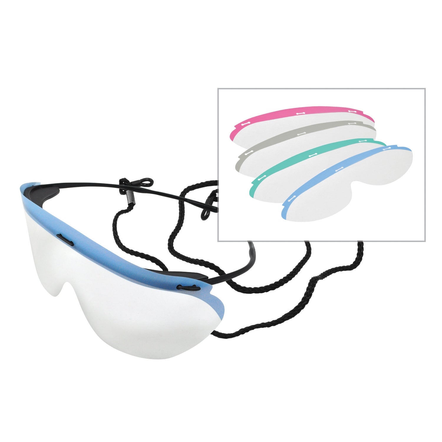 3900 - Palmero - Safety Glasses, Office Pack (10 Black Frames, 20 Clear Lenses & 1 Neck Cord) (US SALES ONLY) , pk