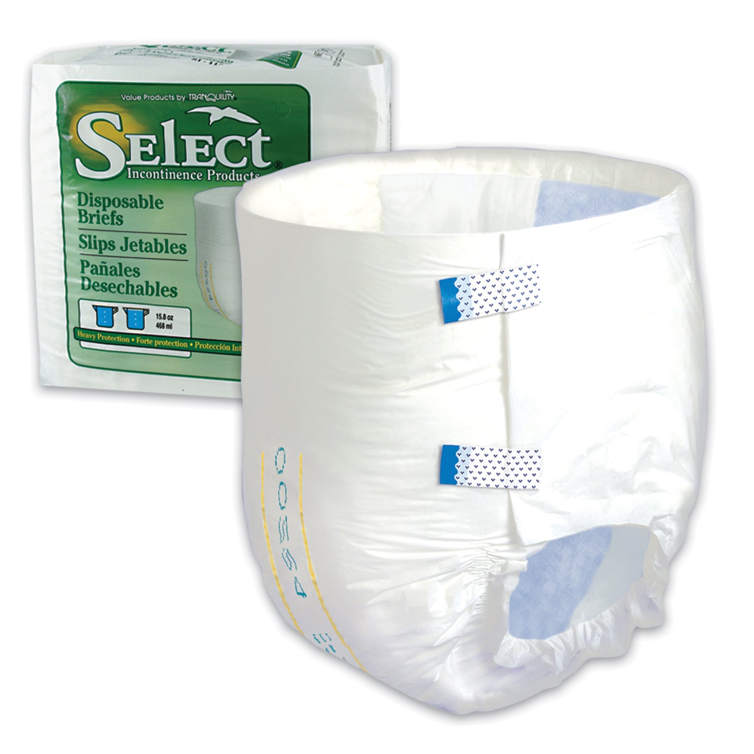 2624 - Principle Business Enterprises - Brief, Medium, 32"-44" W/H, Capacity 15.8 fl oz, White, 12/bg, 8 bg/cs (24 cs/plt) (US Only) (To Be DISCONTINUED) , cs