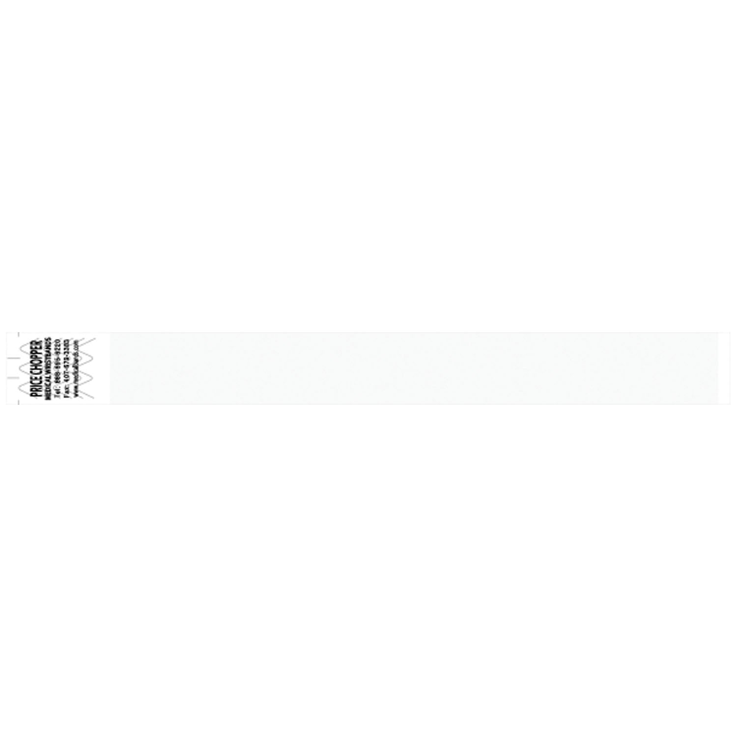 2001C - Soluciones de identificación médica - Pulsera Tyvek de 1", con impresión personalizada, blanca, 1000 unidades por caja