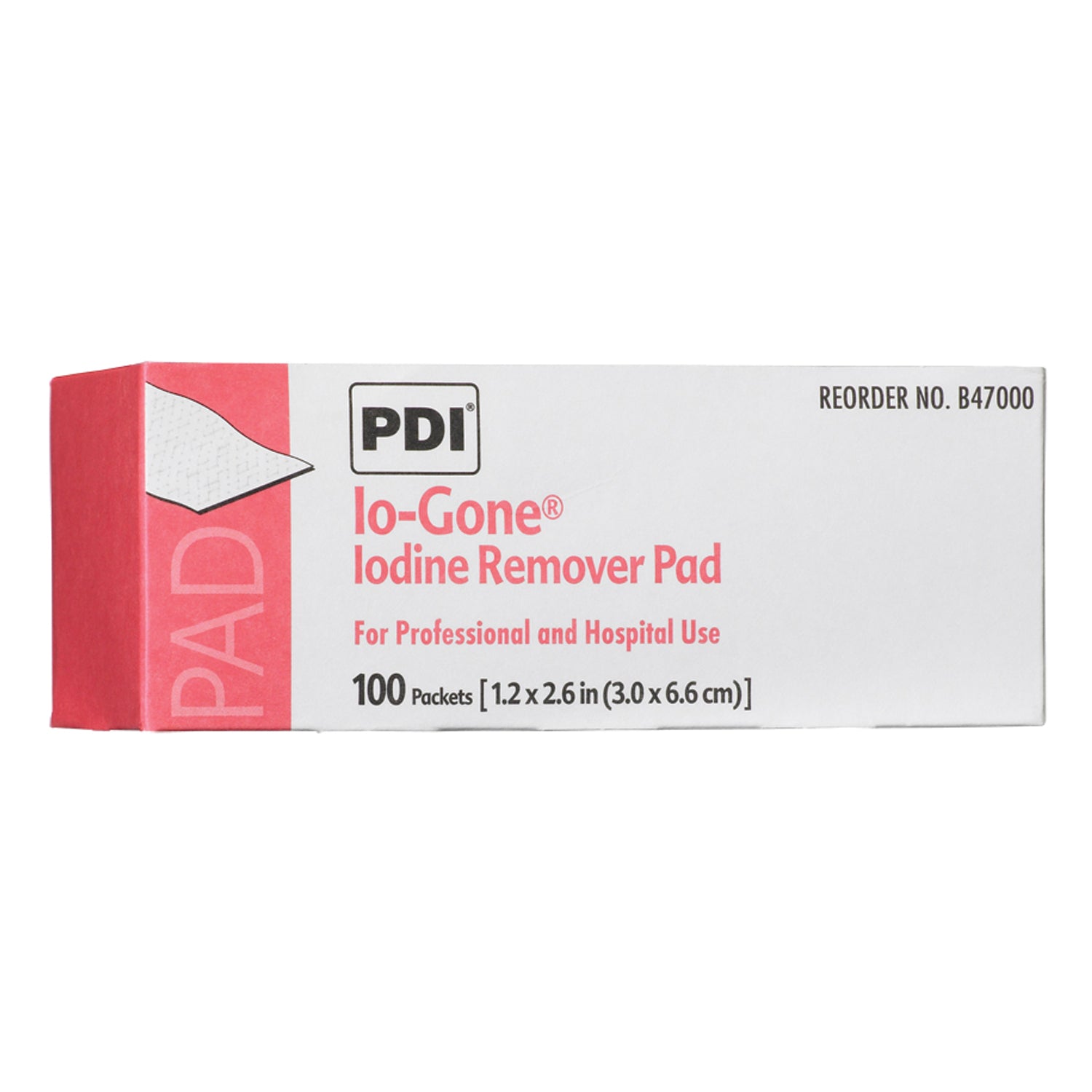B47000 - PDI - 專業一次性用品,國際 - IO-GONE®碘伏去除棉片,1片/包,100片/盒,10盒/箱(136箱/托盤)(僅限美國)(產品不得在Amazon.com或任何其他第三方網站上銷售),箱