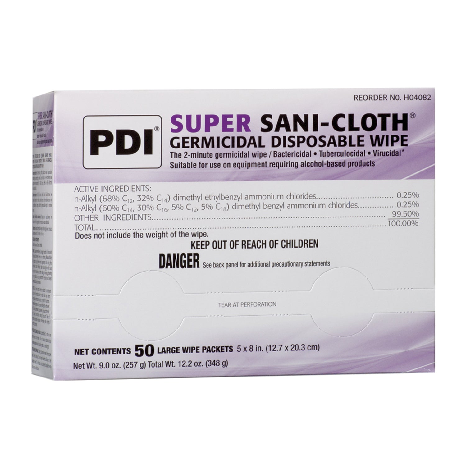 H04082 - PDI - Professional Disposables, Intl. - Germicidal Disposable Wipe, Large, Individual, Boxed, 5" x 8", 50/bx, 10 bx/cs (80 cs/plt) (HAZMAT Fees Apply, cannot ship via Air or to AK, GU, HI, MP, PR, VI) (US Only) (Products cannot be sold on Amazon