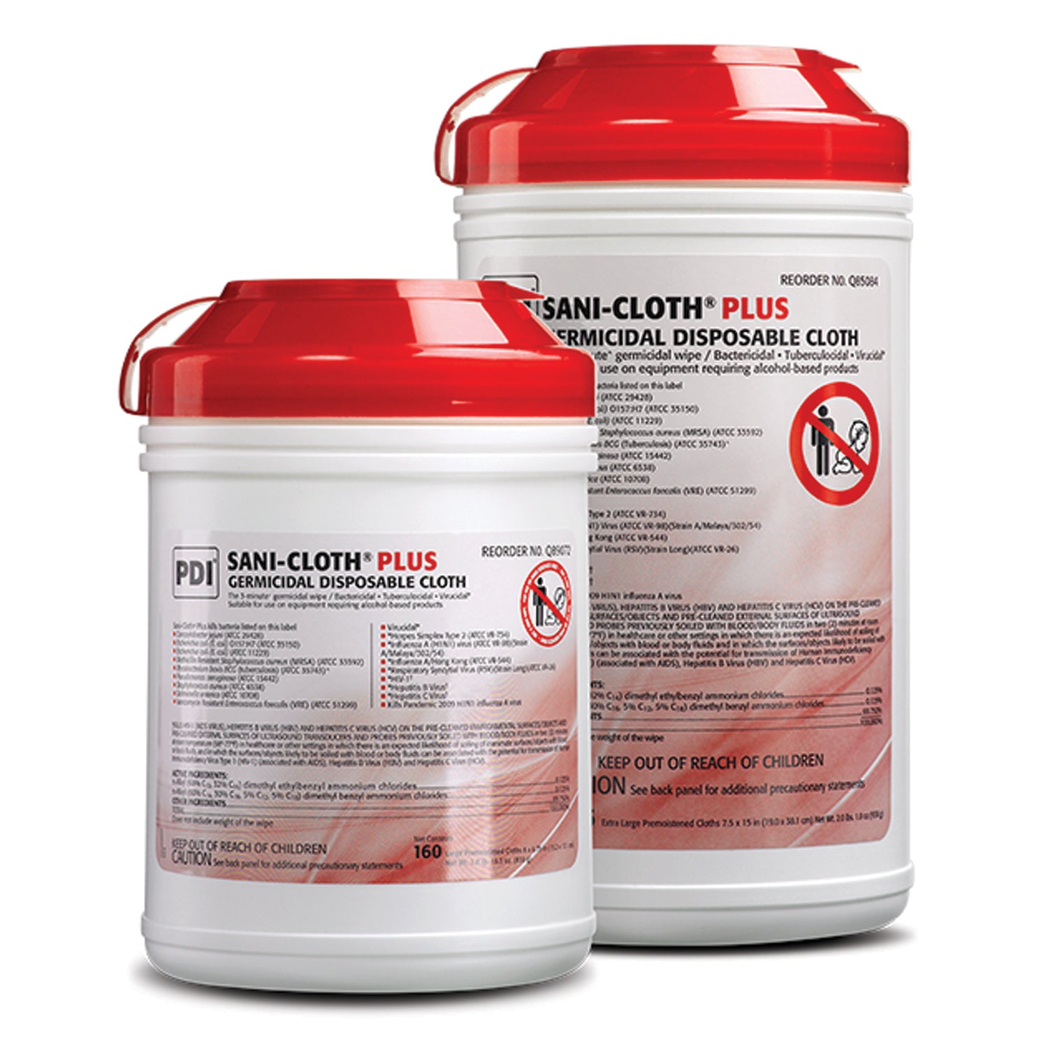 Q85084 - PDI - Professional Disposables, Intl. - Plus Germicidal Disposable Cloth, X-Large,7½" x 15", 65/canister, 6 can/cs (40 cs/plt) (091256) (US Only) (Products cannot be sold on Amazon.com or any other 3rd party site)(HAZMAT Fees Apply, cannot ship