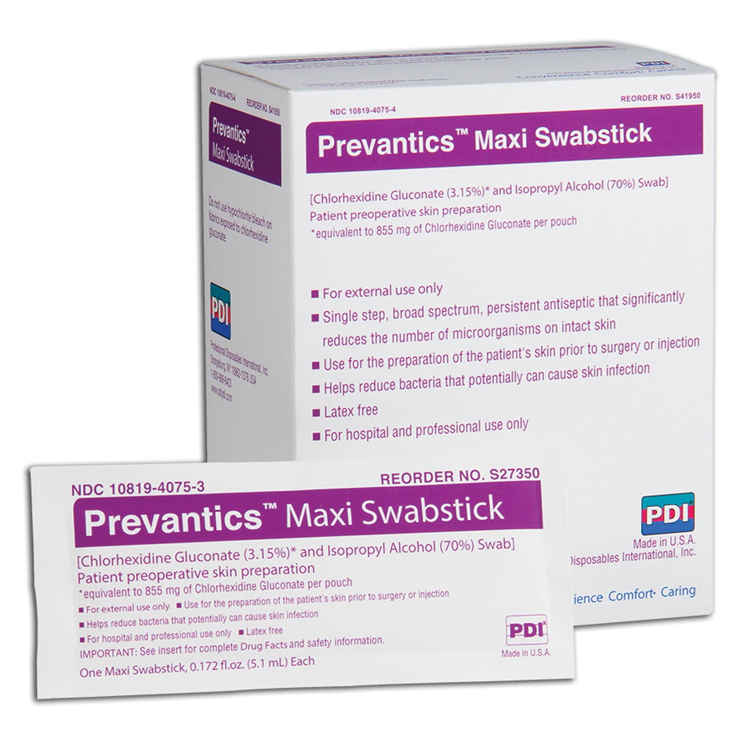 S41950 - PDI - Professional Disposables, Intl. - Maxi Swabstick, 3.25" x 8", 30/bx, 10 bx/cs (25 cs/plt) (US Only) (Products cannot be sold on Amazon.com or any other 3rd party site) , cs