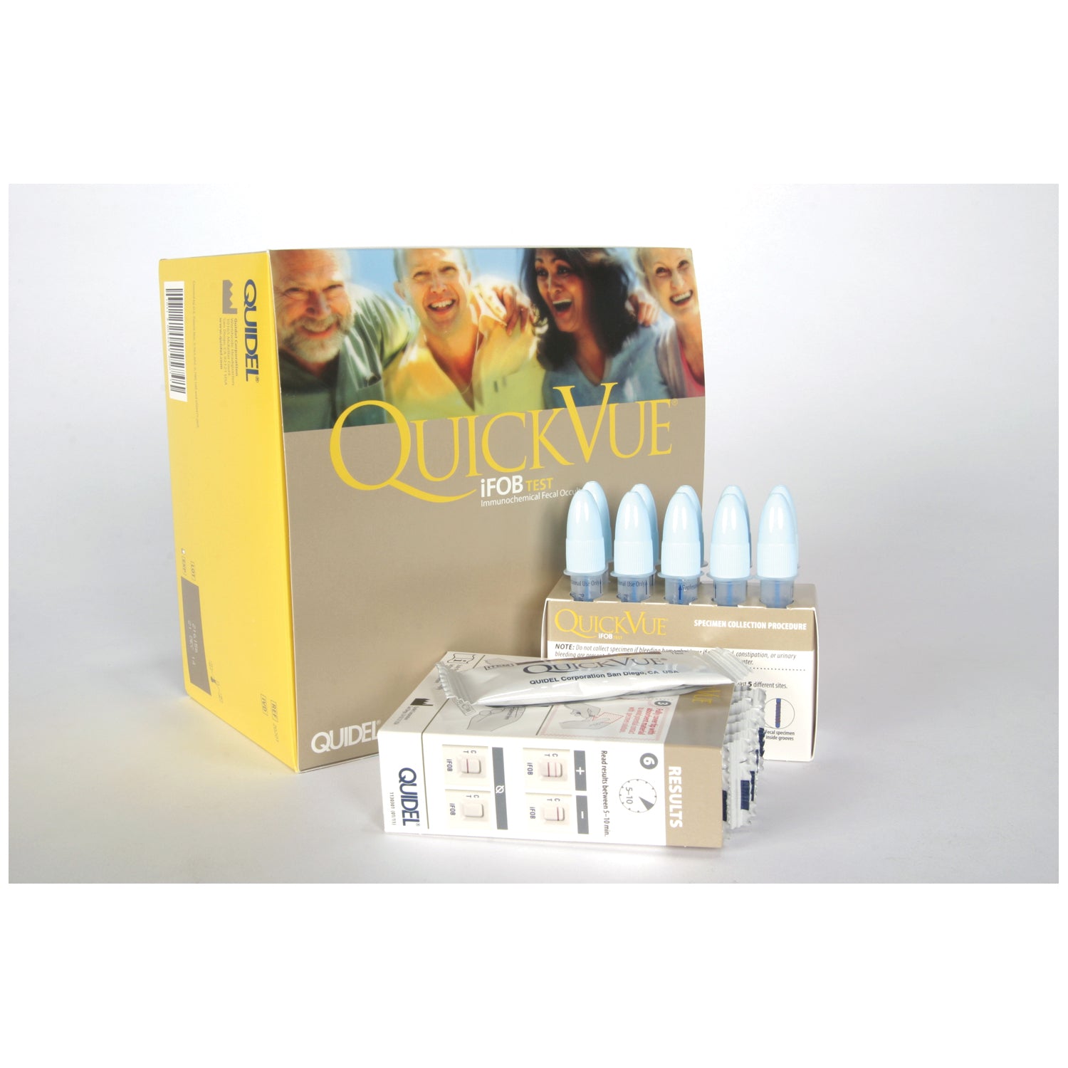 20201 - Quidel Corporation - QuickVue® iFOB 50-Tray Pack, Includes: 50 ea Test Cassettes, & Specimen Collection Tube, 1 Package Insert, 2mL FOB Buffer & Patient ID Label, CLIA Waived (Continental US Only - including Alaska & Hawaii) , kt
