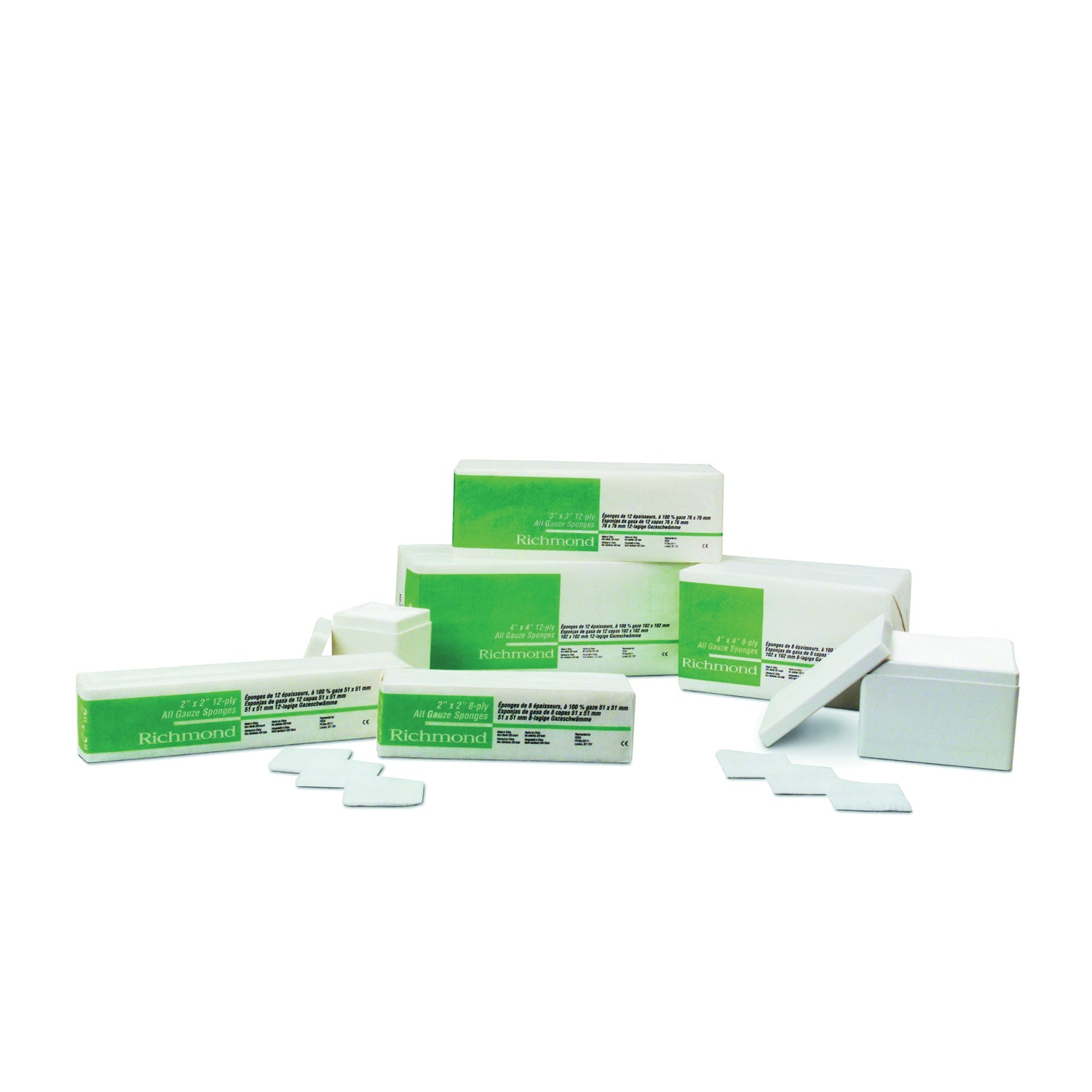 300422 - Richmond Dental - Esponja de gasa, 4" x 4", 8 capas, no estéril, 200 unidades/caja, 20 unidades/caja