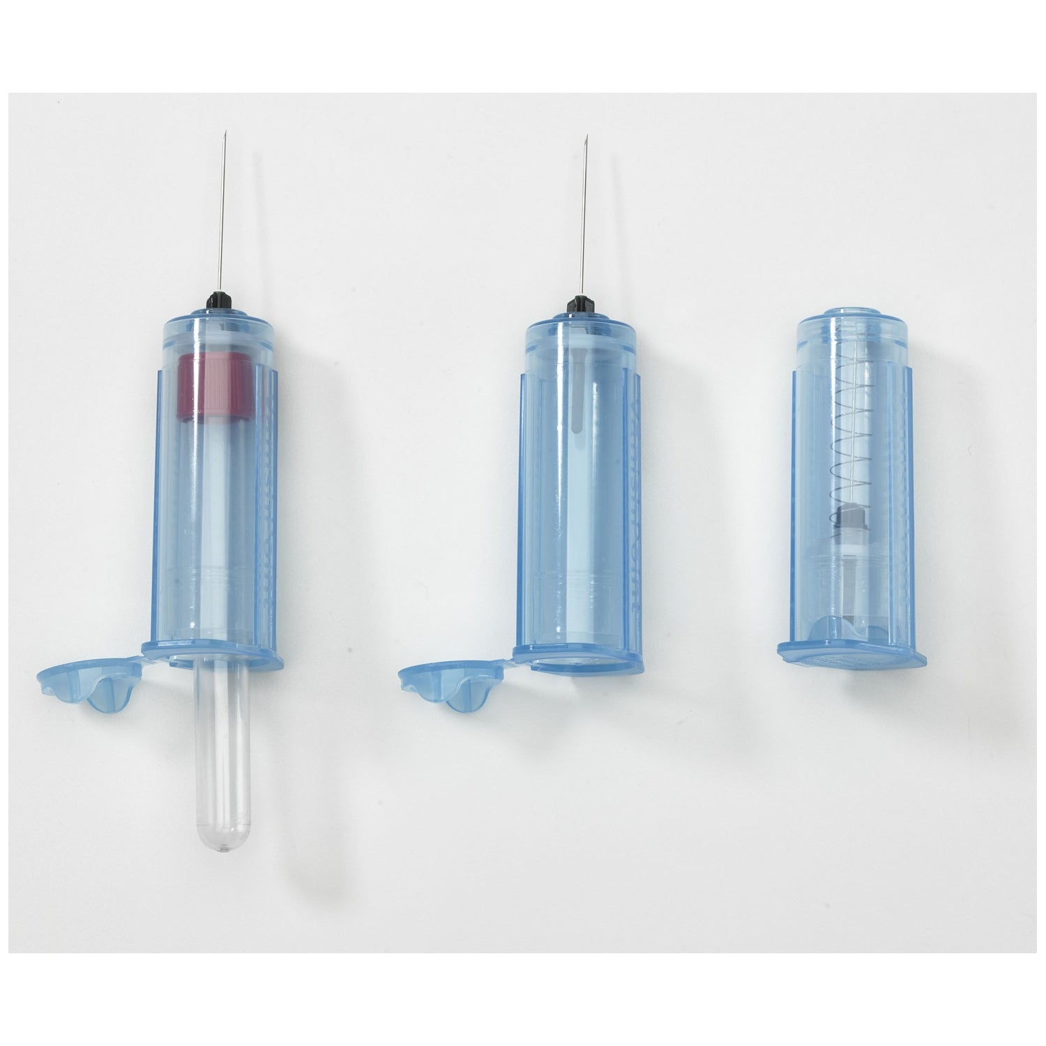 22701 - Retractable Technologies, Inc - Blood Collection Tube Holder, Clear Blue, Plastic, End Cap, Single-Use, 10/slv, 25 slv/cs , cs