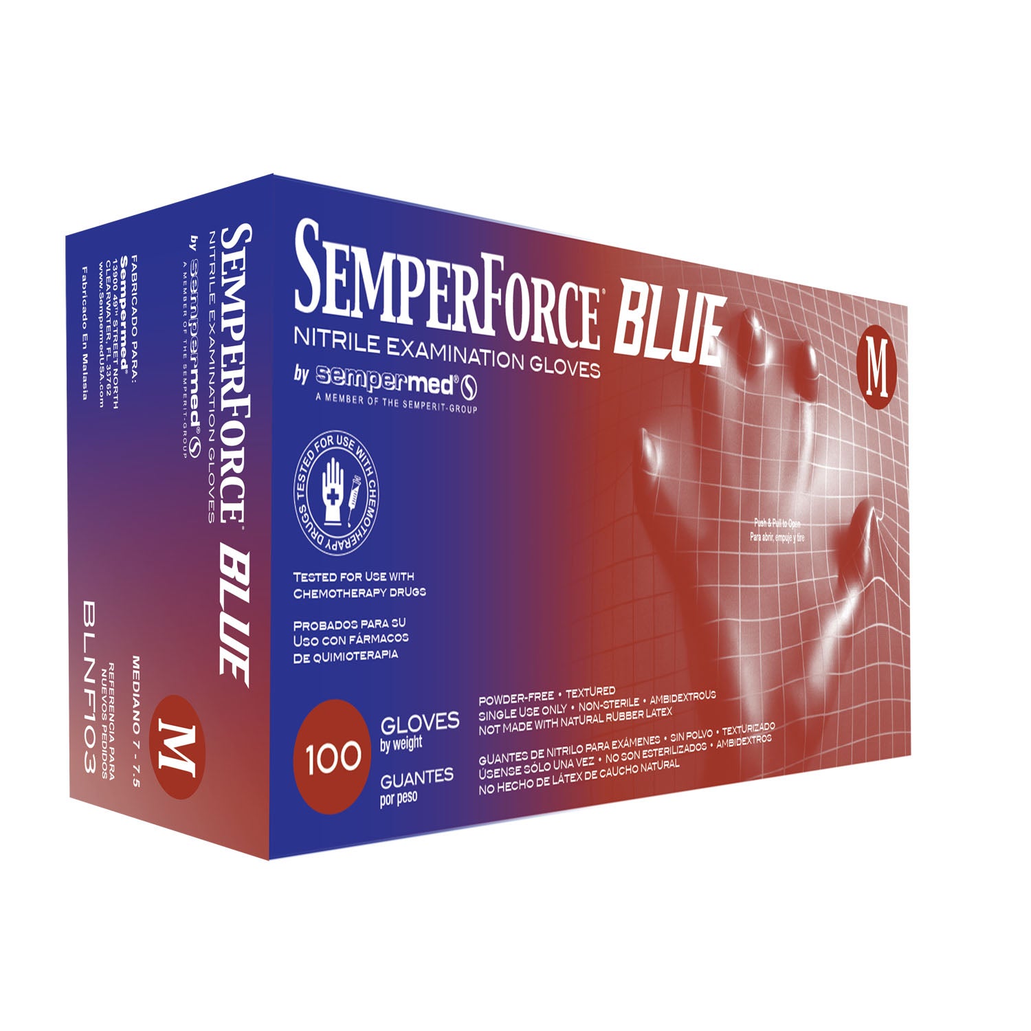 BLNF103 - Harps USA, Inc. - Exam Glove, Nitrile, Medium, Blue, 100/bx, 10 bx/cs , cs