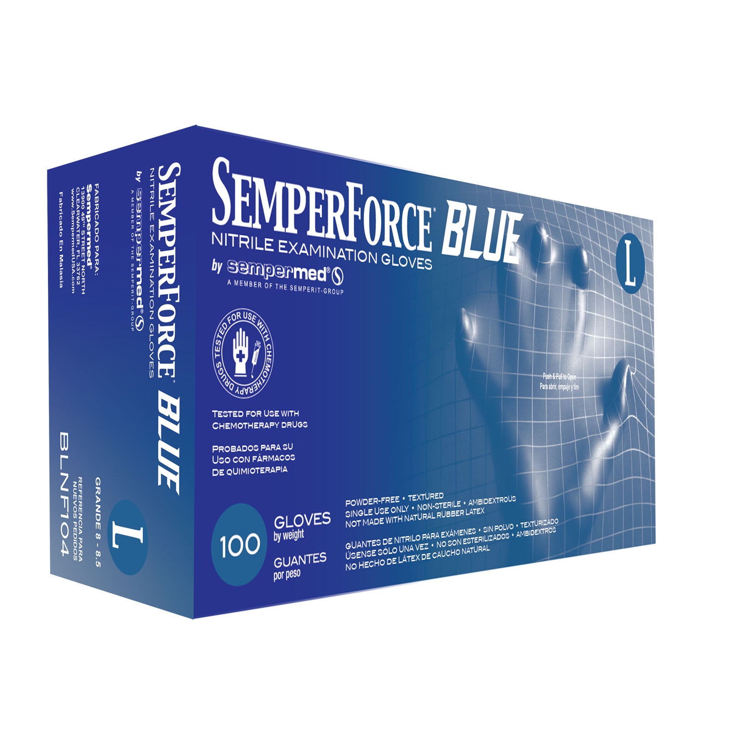 BLNF104 - Harps USA, Inc. - Guante de examen de nitrilo, grande, azul, 100/caja, 10 cajas/caja