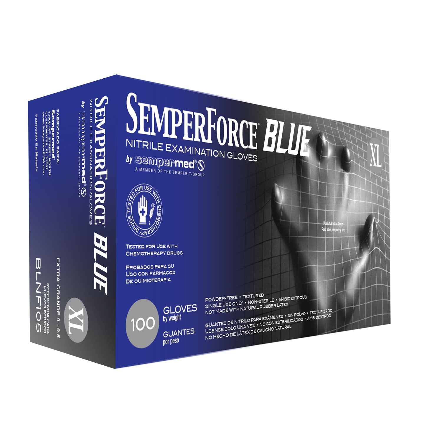BLNF105 - Harps USA, Inc. - Exam Glove, Nitrile, X-Large, Blue, 100/bx, 10 bx/cs , cs