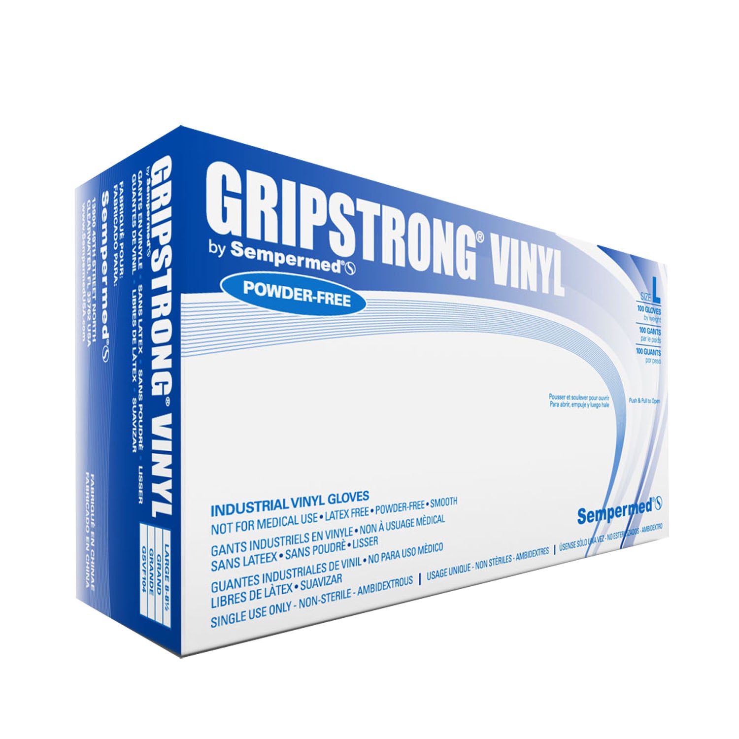 GSVF104 - Harps USA, Inc. - Guantes de vinilo, grandes, lisos, sin polvo (PF), 100/caja, 10 cajas/caja
