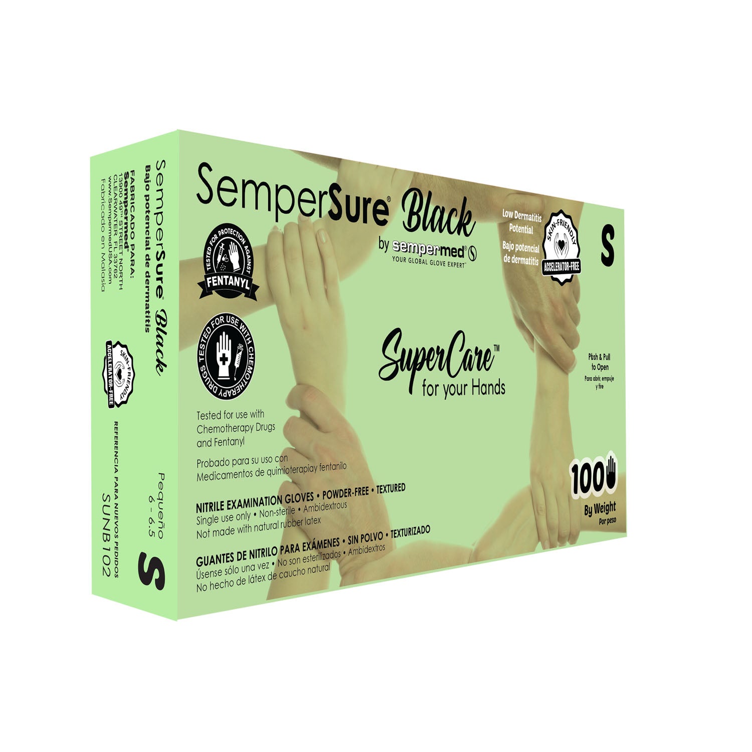 SUNB102 - Harps USA, Inc. - Exam Glove, Nitrile, Powder-Free, Accelerator-Free, Black, Small, 100/bx, 10 bx/cs (To Be DISCONTINUED) , cs