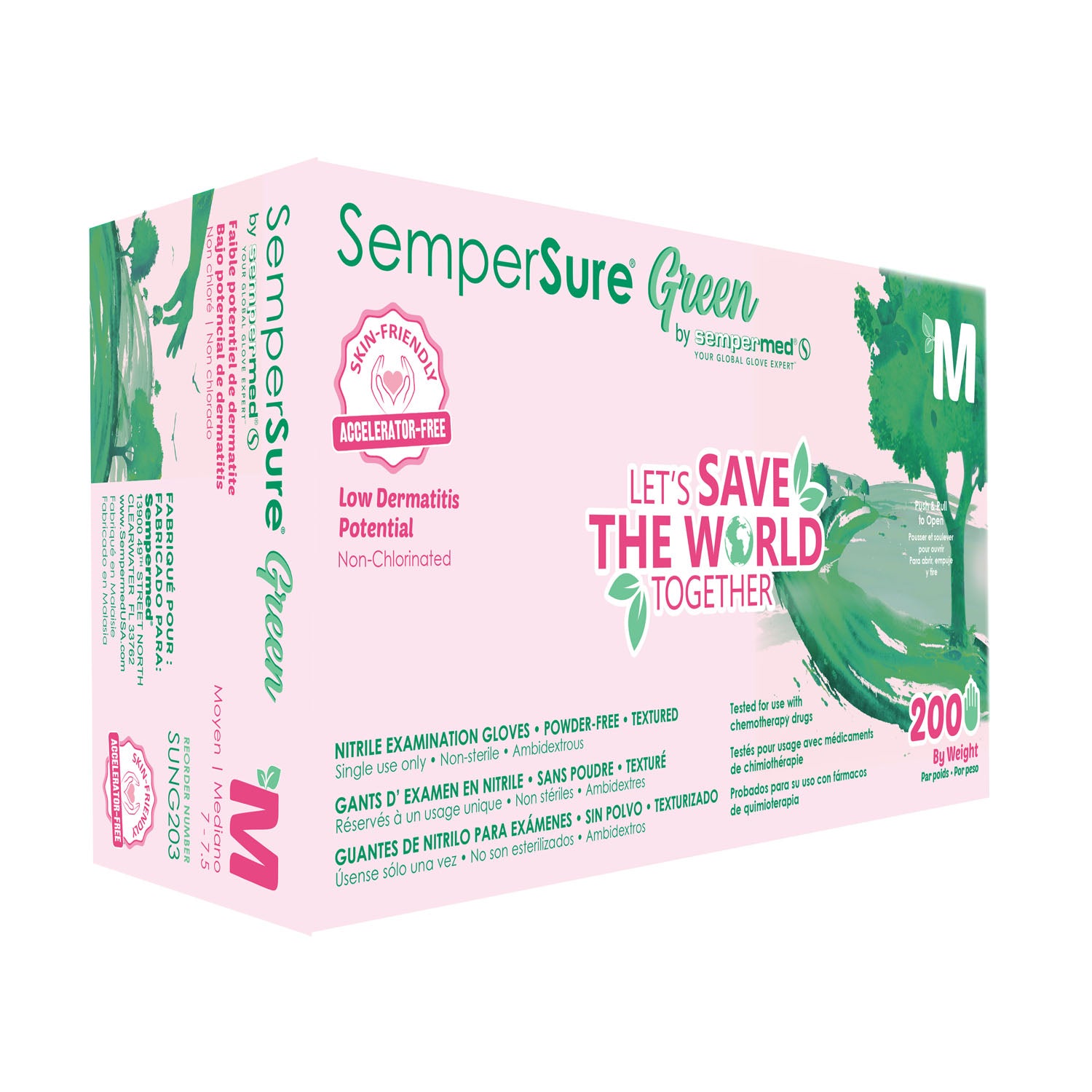 SUNG203 - Harps USA, Inc. - Exam Glove, Nitrile, Green, Textured, Medium, Powder Free (PF), 200/bx, 10 bx/cs (50 cs/plt) , cs