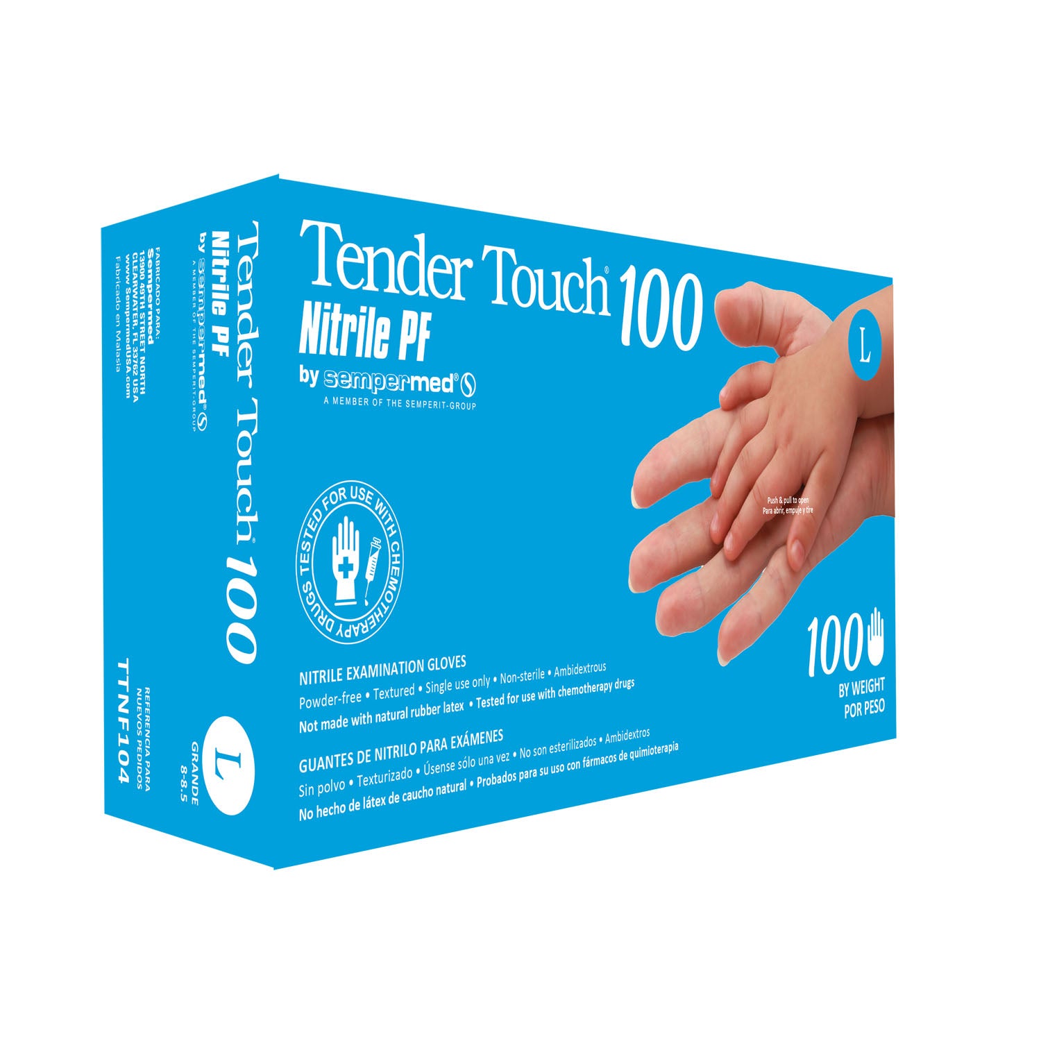 TTNF104 - Harps USA, Inc. - Exam Glove, Nitrile, Large, Powder Free (PF), Beaded Cuff, Textured Fingers, Ambidextrous, 100/bx, 10 bx/cs (To Be DISCONTINUED) , cs