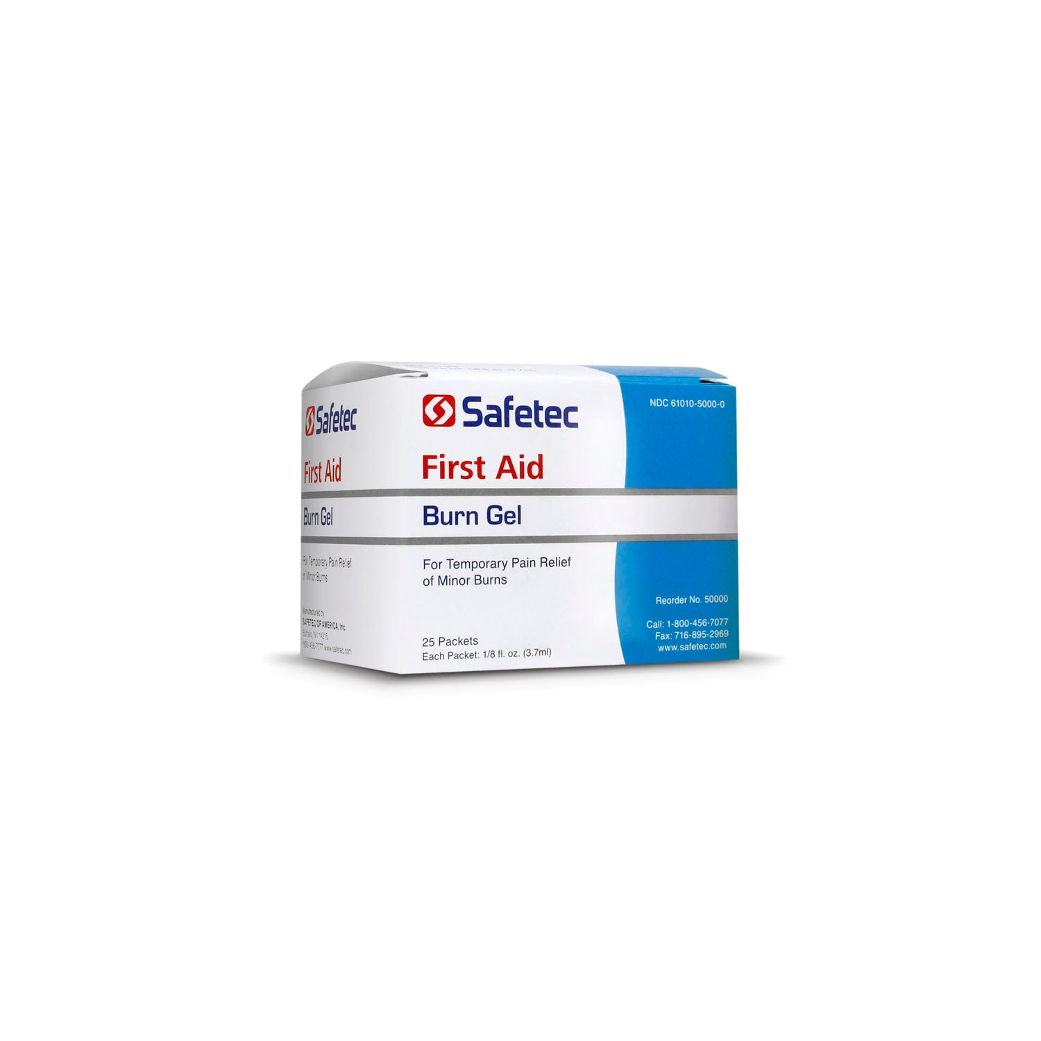 50000 - Safetec of America - Gel para quemaduras, bolsa de 0,125 oz, 25 unidades/caja, 24 cajas/caja (no disponible para la venta en Canadá), caja