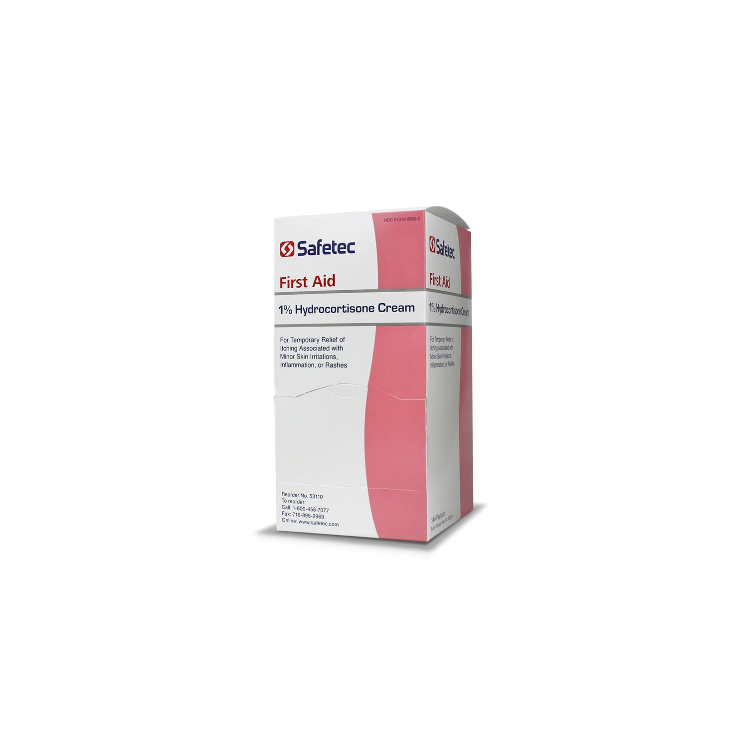 53110 - Safetec of America - Hydro Cream al 1%, bolsa de 0,9 g, 144/caja, 12 cajas/caja (no disponible para la venta en Canadá), caja