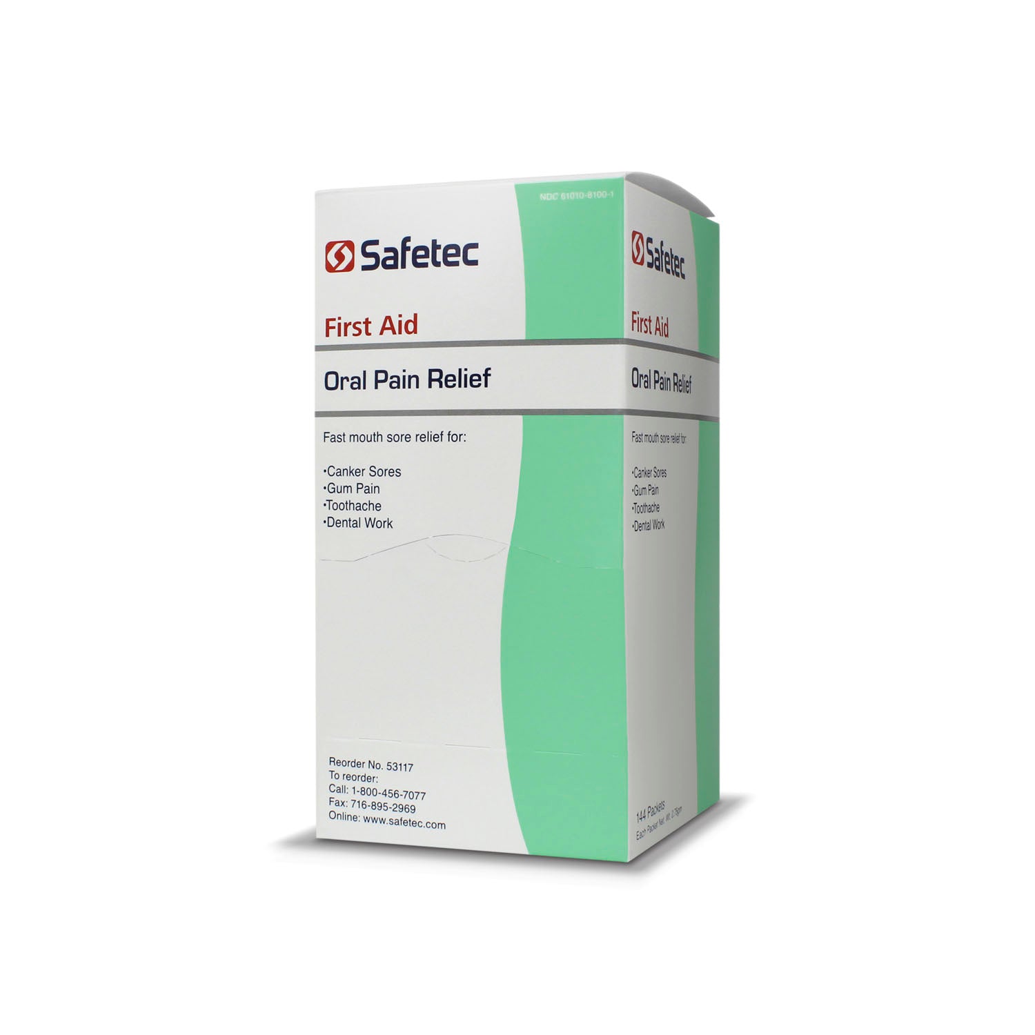 53117 - Safetec of America - Oral Pain Relief 0.75g 144/bx, 12 bx/cs (Not Available for Sale into Canada) , cs