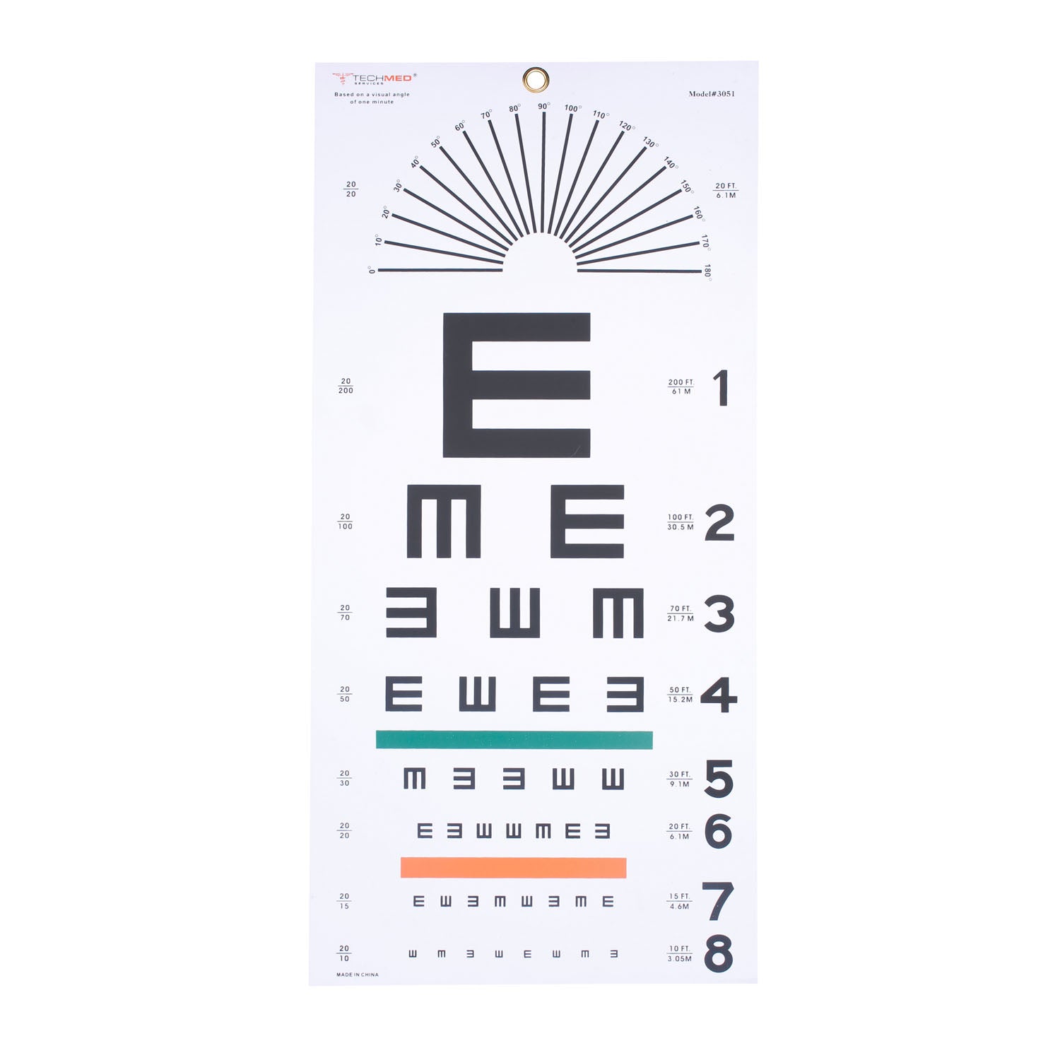 3051 - Dukal Corporation - Eye Test Chart, Tumbling E, 22" x 11", Kindergarten , ea