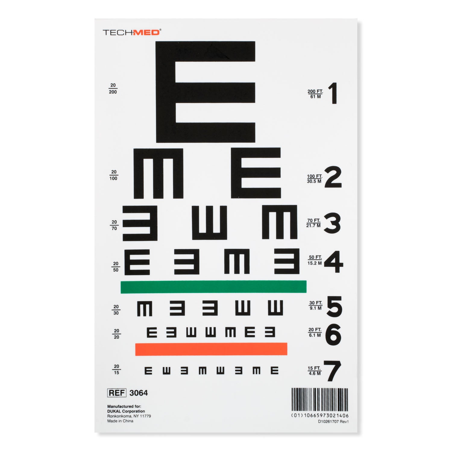 3064 - Dukal Corporation - Illuminated Illiterate Eye Test Chart, 20 ft , ea