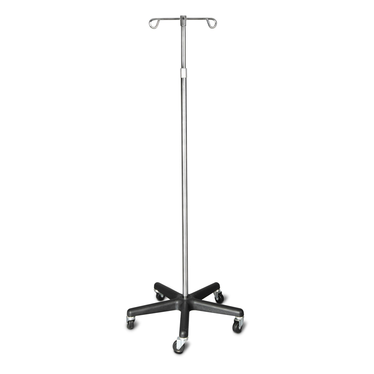 4355 - Dukal Corporation - Soporte para suero, 2 ganchos, 5 ruedas, ajuste de 47" a 84" (14 unidades/placa)