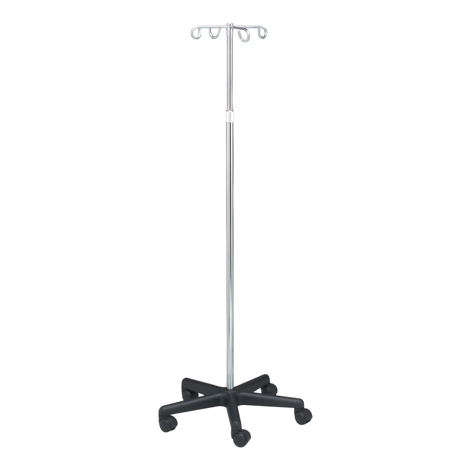 4356 - Dukal Corporation - Soporte para suero, 4 ganchos, 5 ruedas, ajuste de 47" a 84" (14 unidades/placa)
