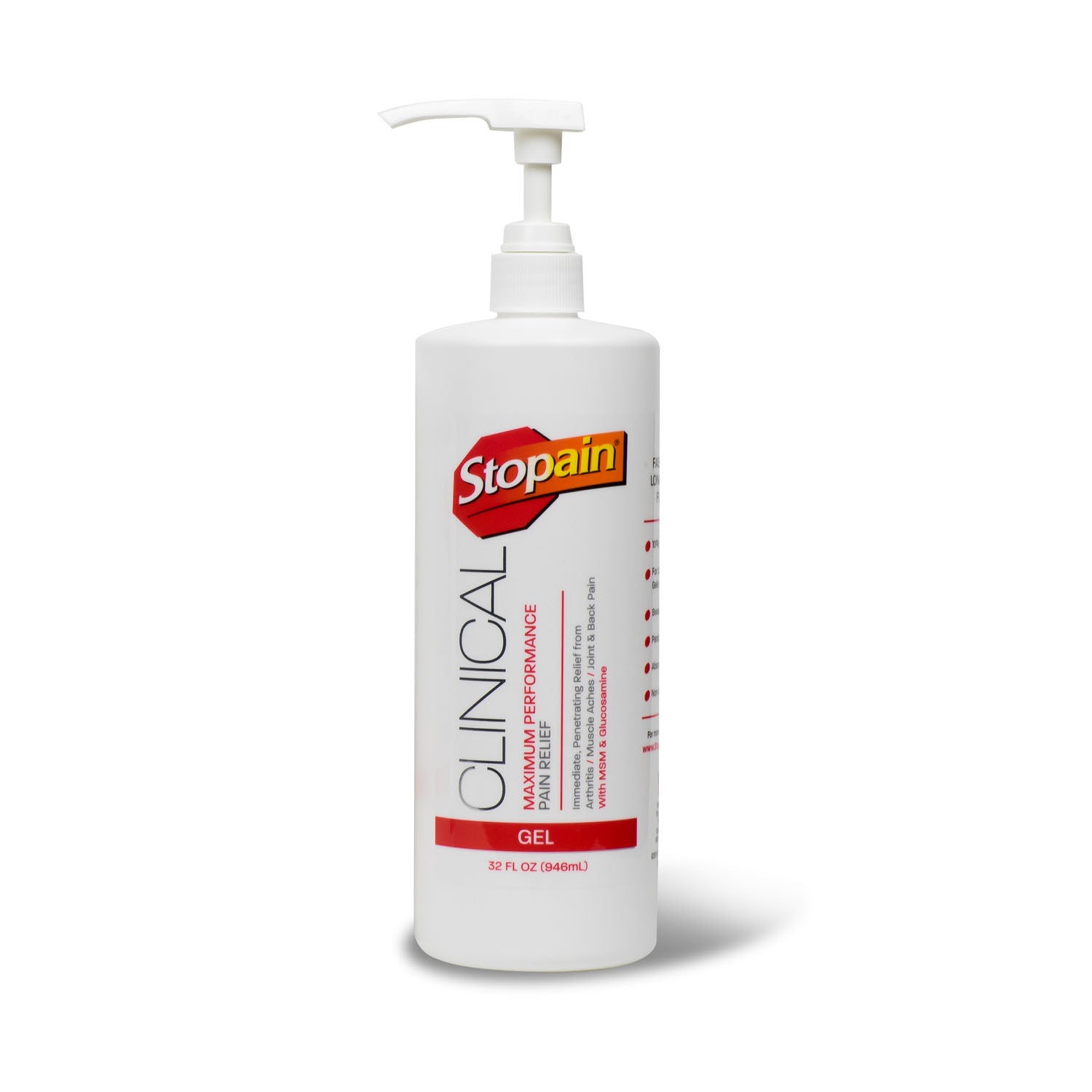 N975-32 - Stopain® Clinical - Stopain® Clinical Gel, 32 oz. Pump, 12/cs (US SALES ONLY) (For resale to Healthcare Professionals only. Prices should only be viewable when a healthcare professional is logged in to an account on a dealer’s website. Products