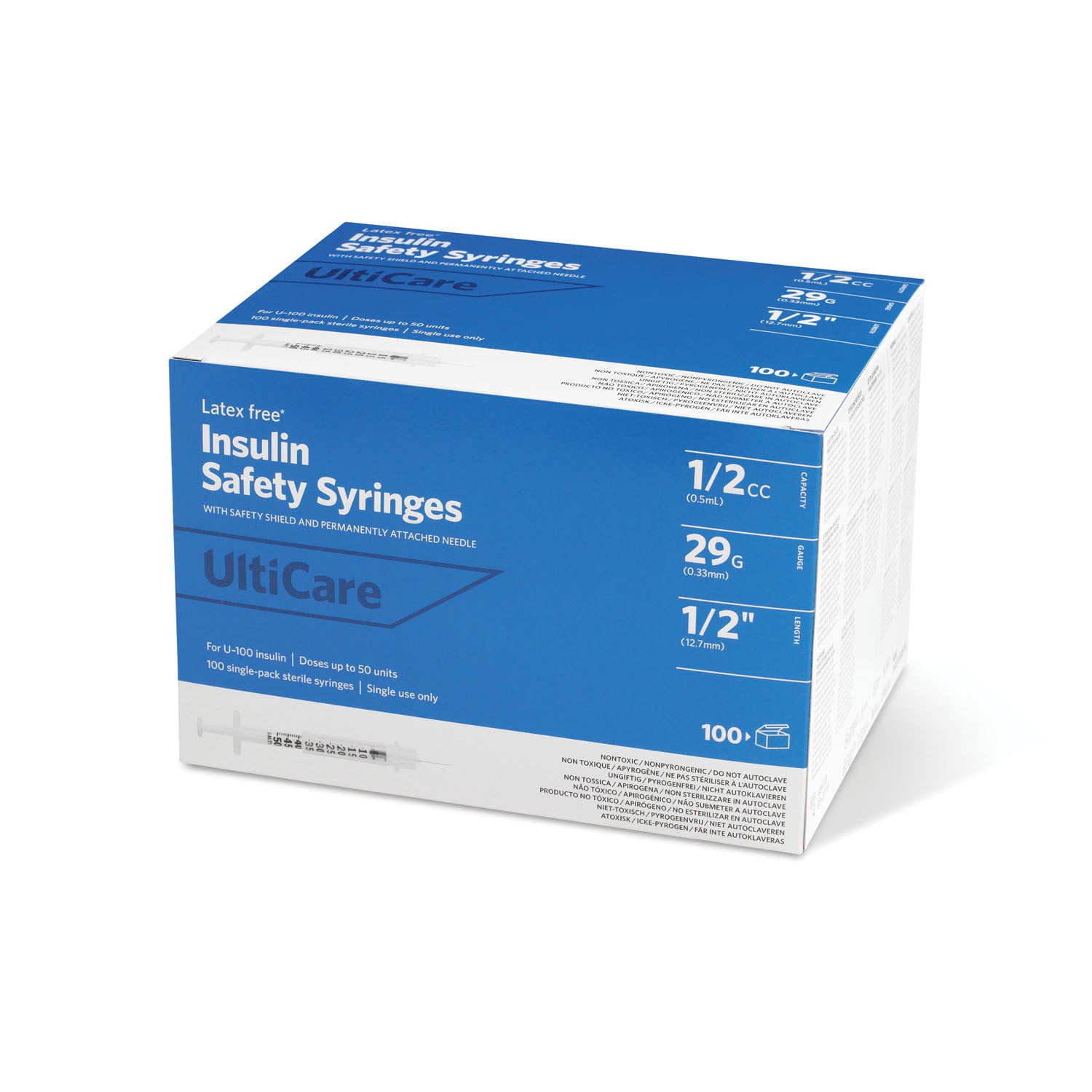 03259 - UltiMed, Inc. - Insulin Syringe, Fixed Needle, 1/2cc, 29G x ½", 100/bx , bx