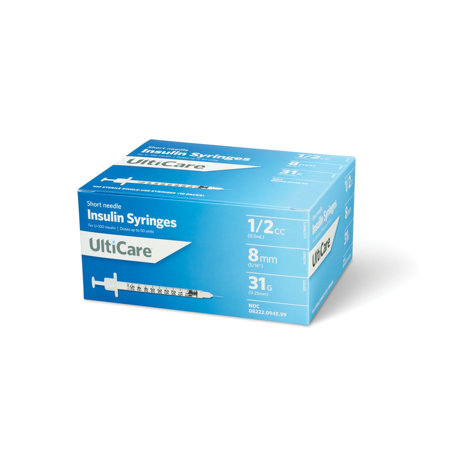 9459 - UltiMed, Inc. - Insulin Syringe, 1/2cc, 31G x 5/16", 100/bx , bx