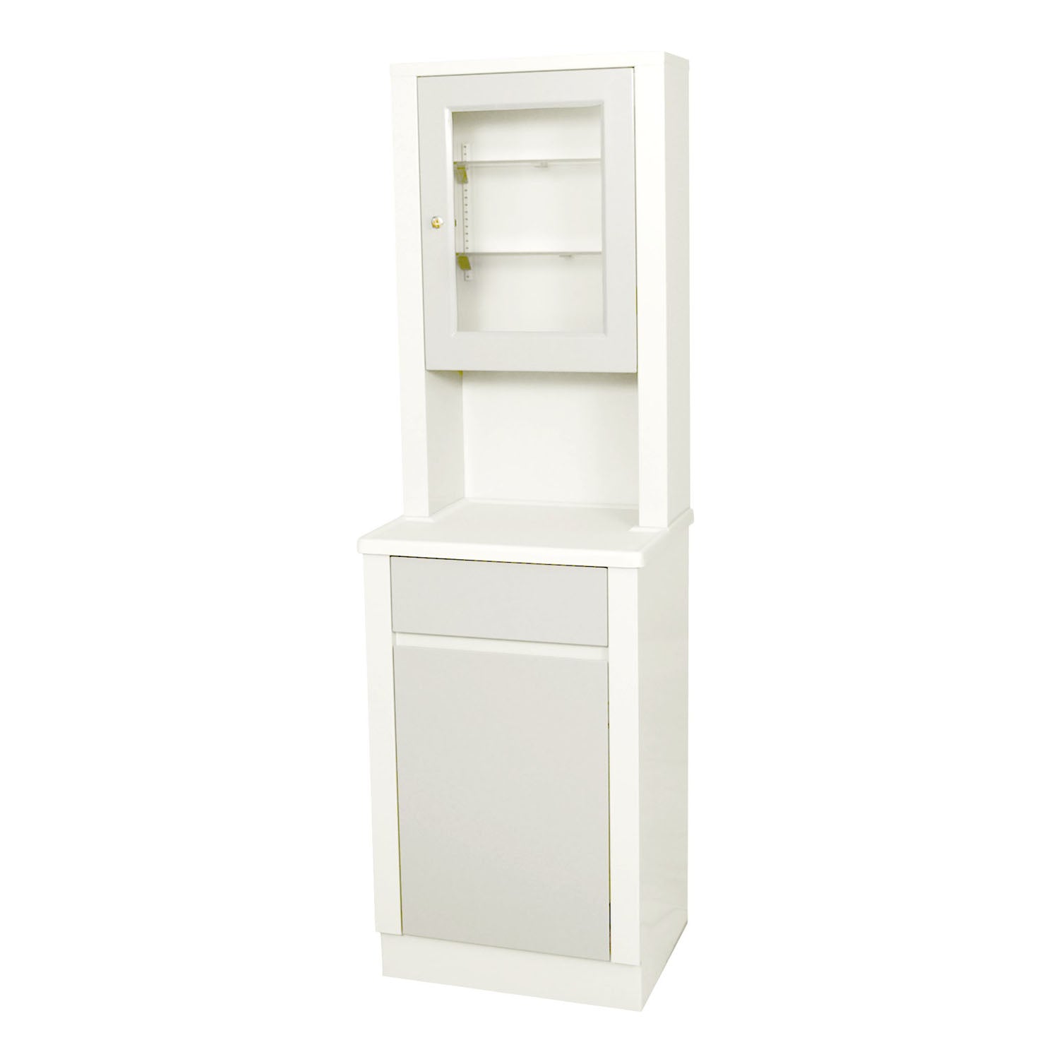 6105 - UMF Medical - Gabinete de tratamiento, 6105 con sección de gabinete superior, una (1) puerta, un (1) estante, 20" de ancho x 65" de alto x 16,25 de profundidad, blanco silencioso (SOLO ENVÍO DIRECTO), c/u