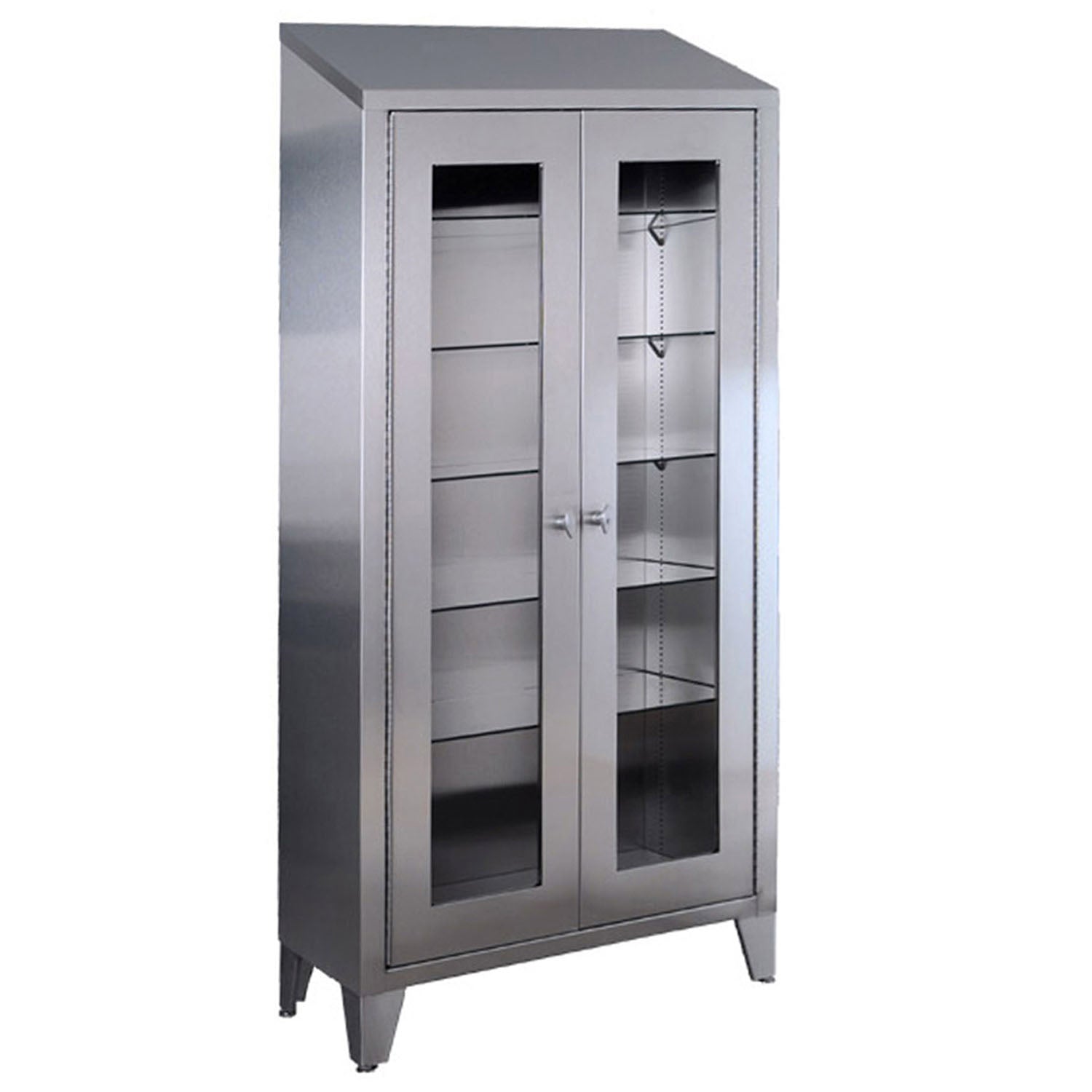 SS7834 - UMF Medical - Gabinete para instrumentos, acero inoxidable, cinco (5) estantes ajustables de acero inoxidable, dos (2) puertas corredizas de vidrio, 36" de ancho x 78" de ancho x 16" de profundidad (SOLO ENVÍO DIRECTO), c/u