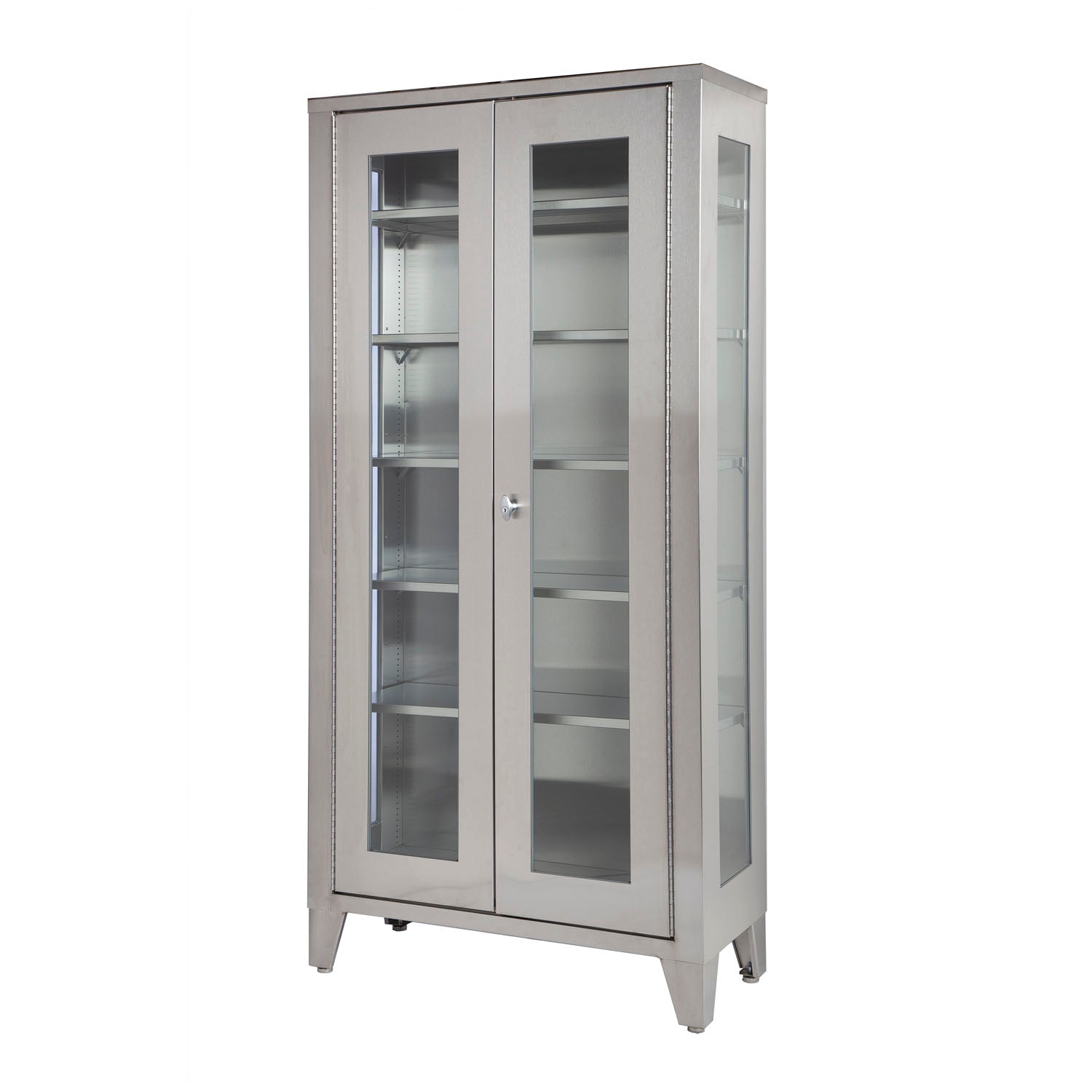 SS7840 - UMF Medical - Cabinet Display, Stainless Steel, Five (5) Adjustable Stainless Steel Shelves, Two (2) Glass Hinged Doors, 36"W x 77"H x 16"D (DROP SHIP ONLY) , ea